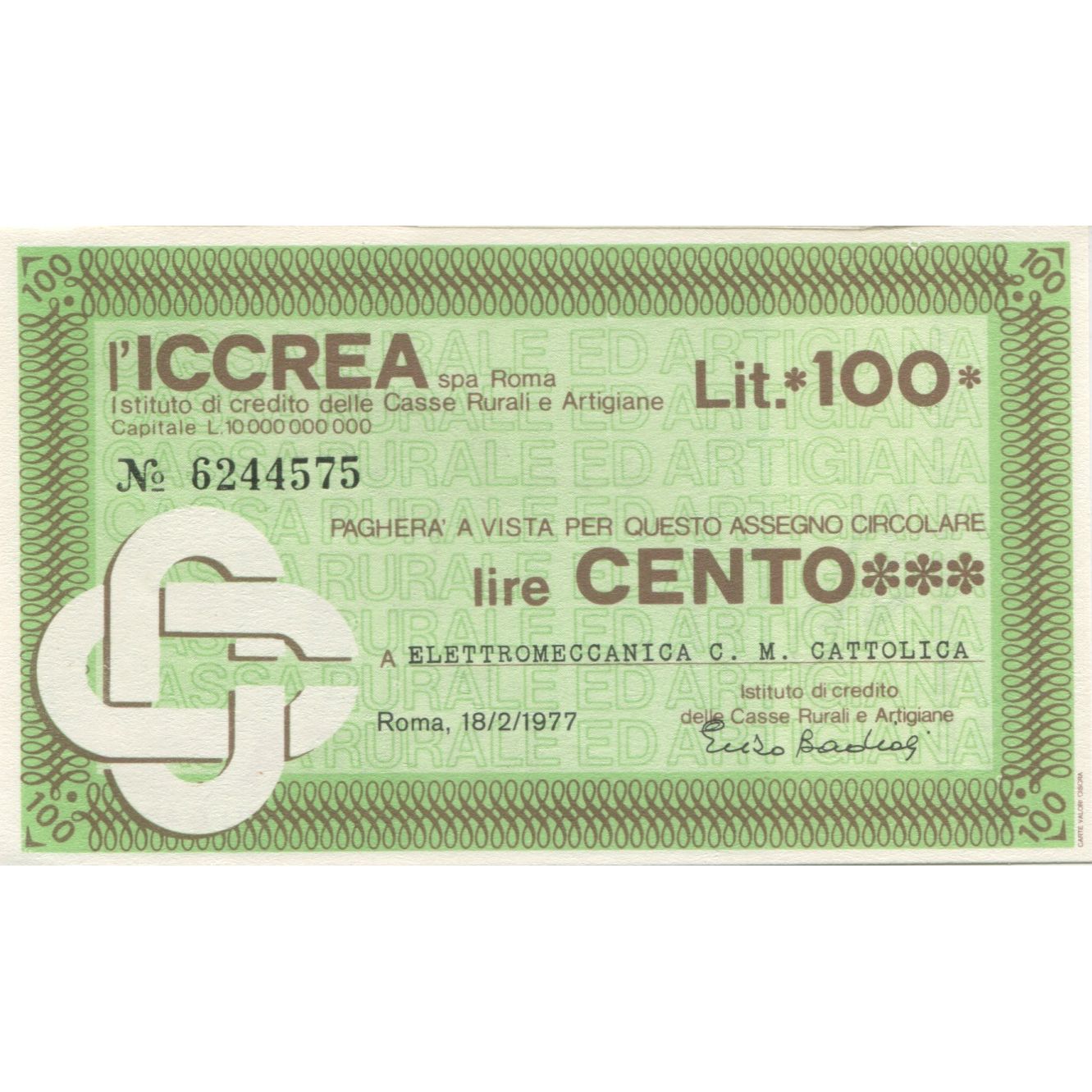 Banconote, Italia, 100 Lire, 1977, 1977-02-18, FDS