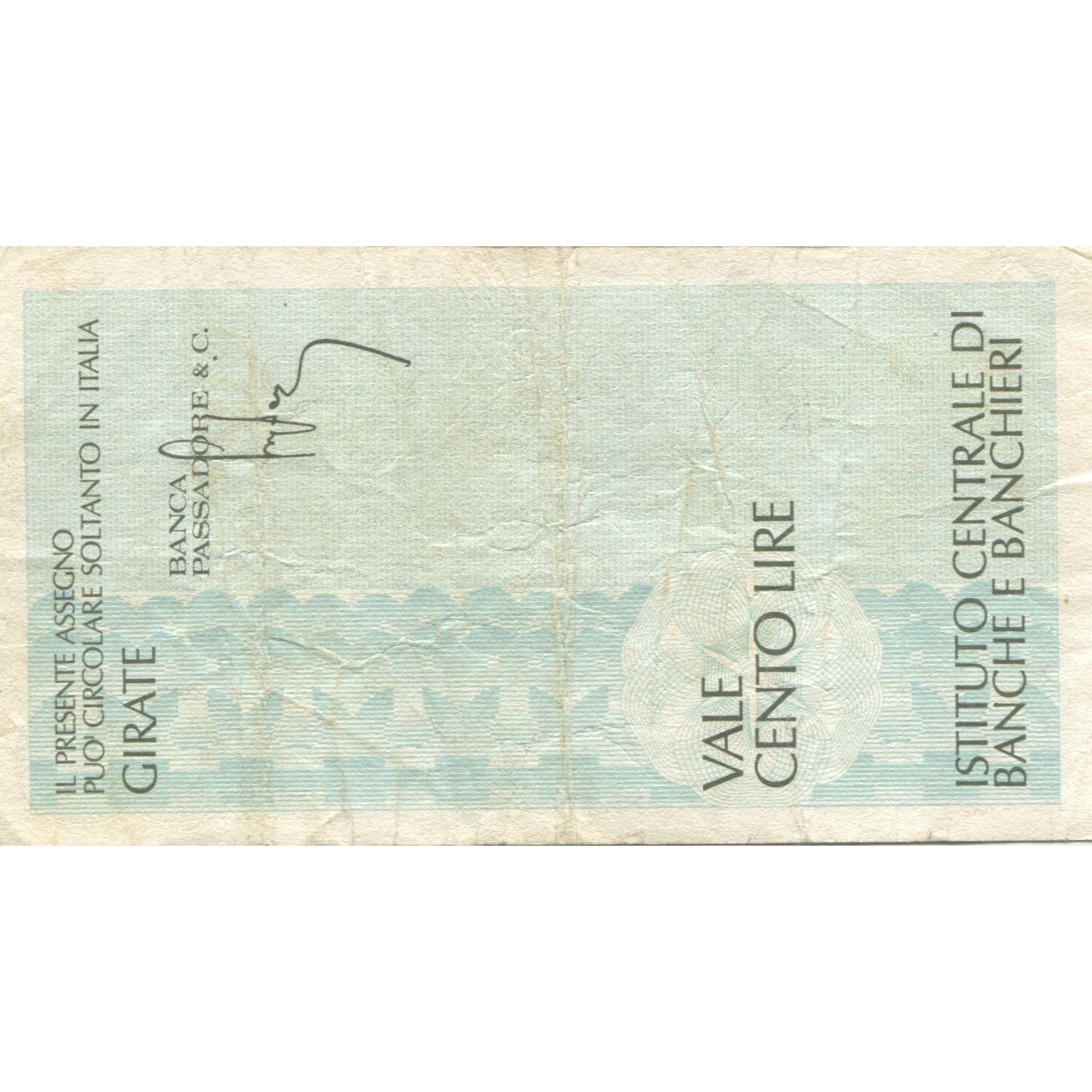 Banconote, Italia, 100 Lire, B