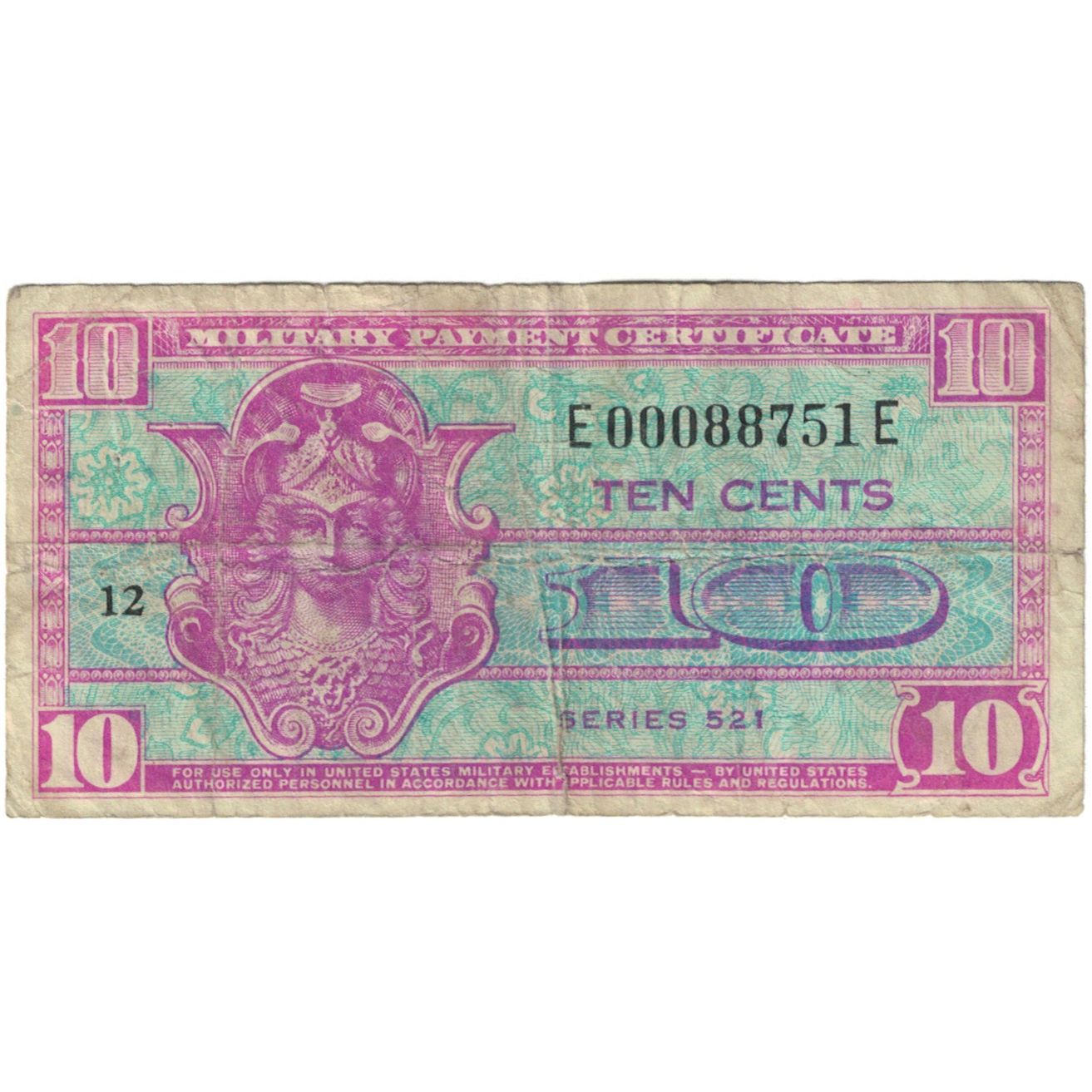 Banknote, United States, 10 Cents, 1954, KM:M30a, VF(20-25)