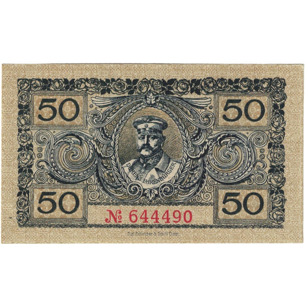 Banknote, Germany, Duren Stadt, 50 Pfennig, personnage, 1918, 1918-03-01