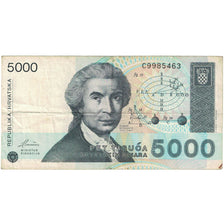 Billet, Croatie, 5000 Dinara, 1992, 1992-01-15, KM:24a, TB+