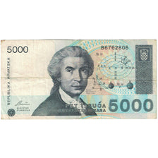 Geldschein, Kroatien, 5000 Dinara, 1992, 1992-01-15, KM:24a, S+