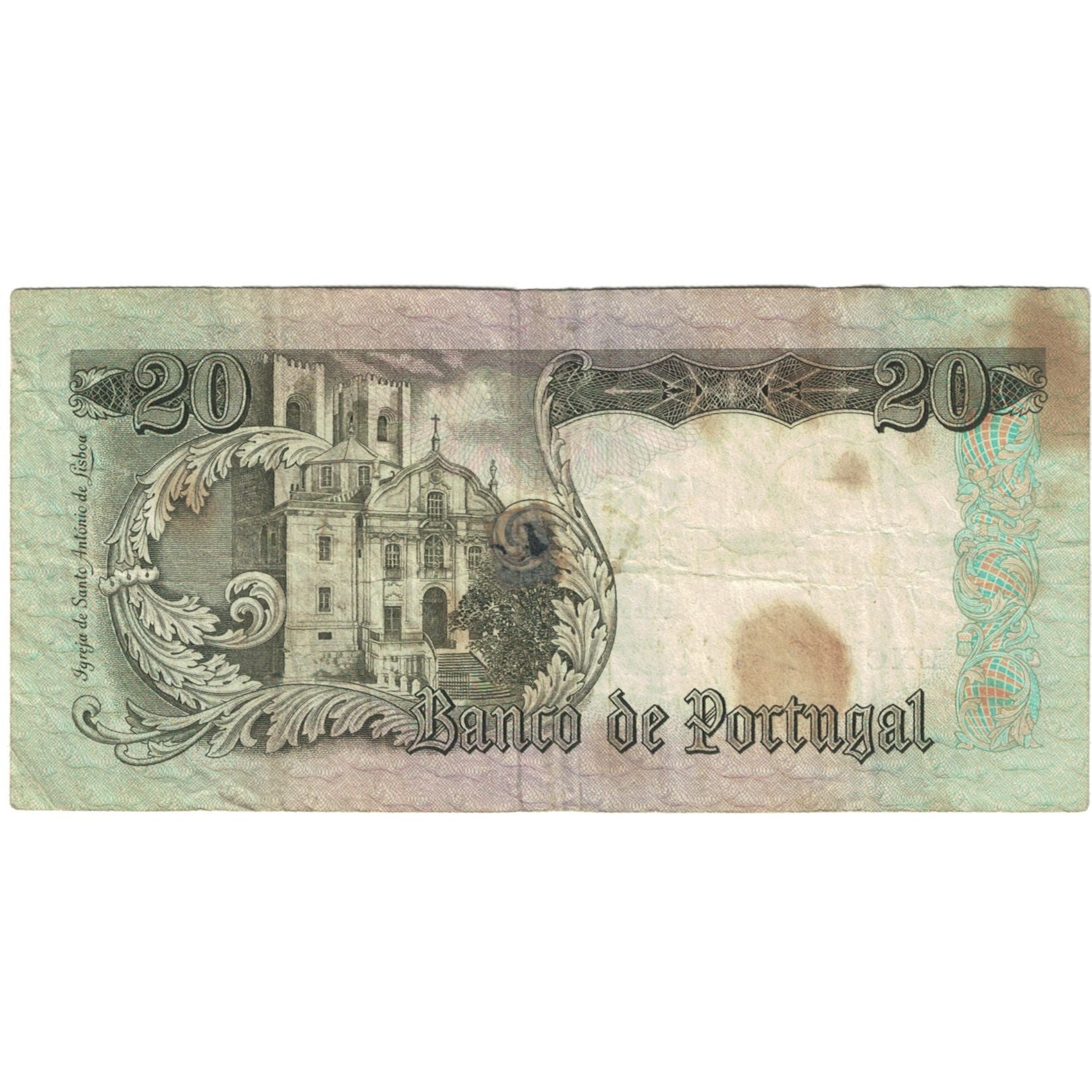 Banknot, Portugal, 20 Escudos, 1964-1966, 1964-05-26, KM:167a, F(12-15)