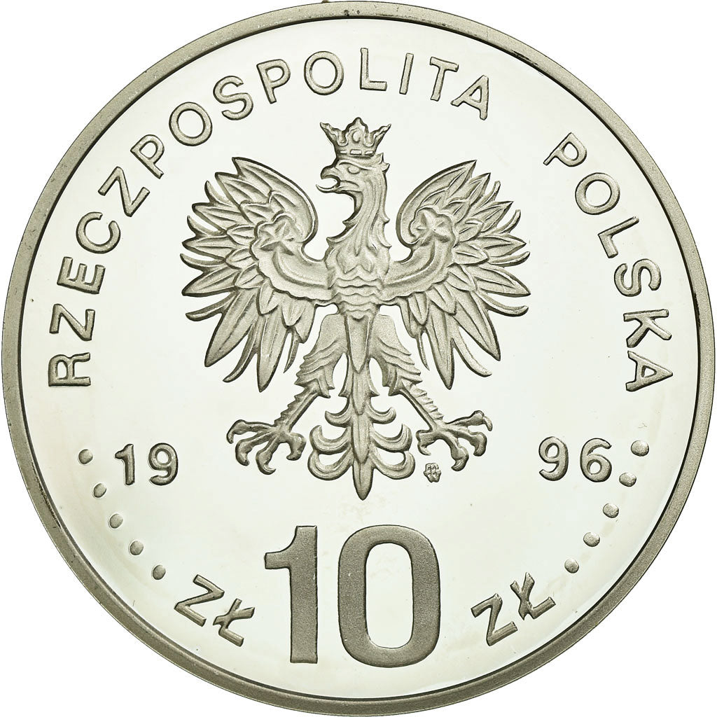 Coin, Poland, 10 Zlotych, 1996, MS(65-70), Silver, KM:307