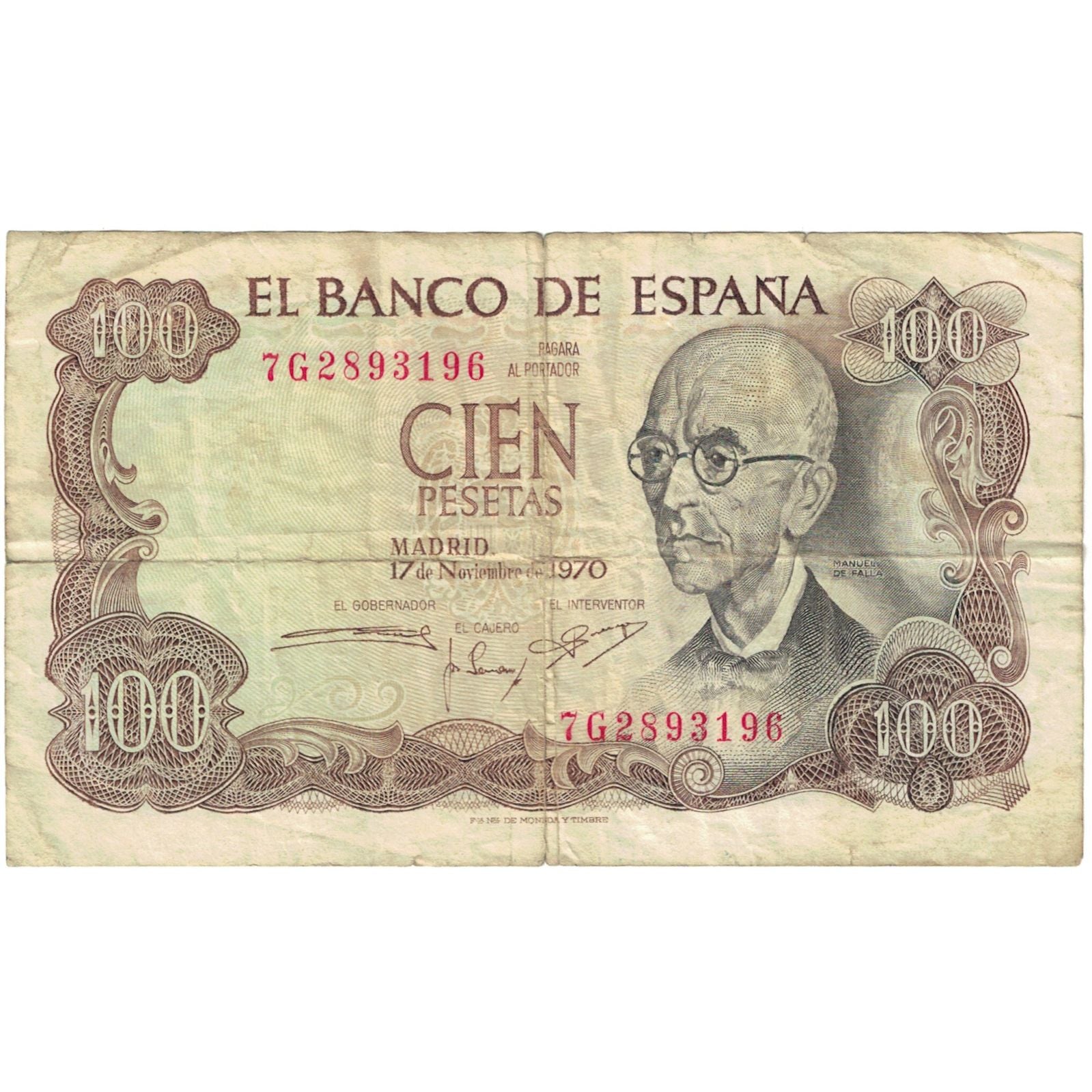 Banconote, Spagna, 100 Pesetas, 1970 (1974), KM:152a, B