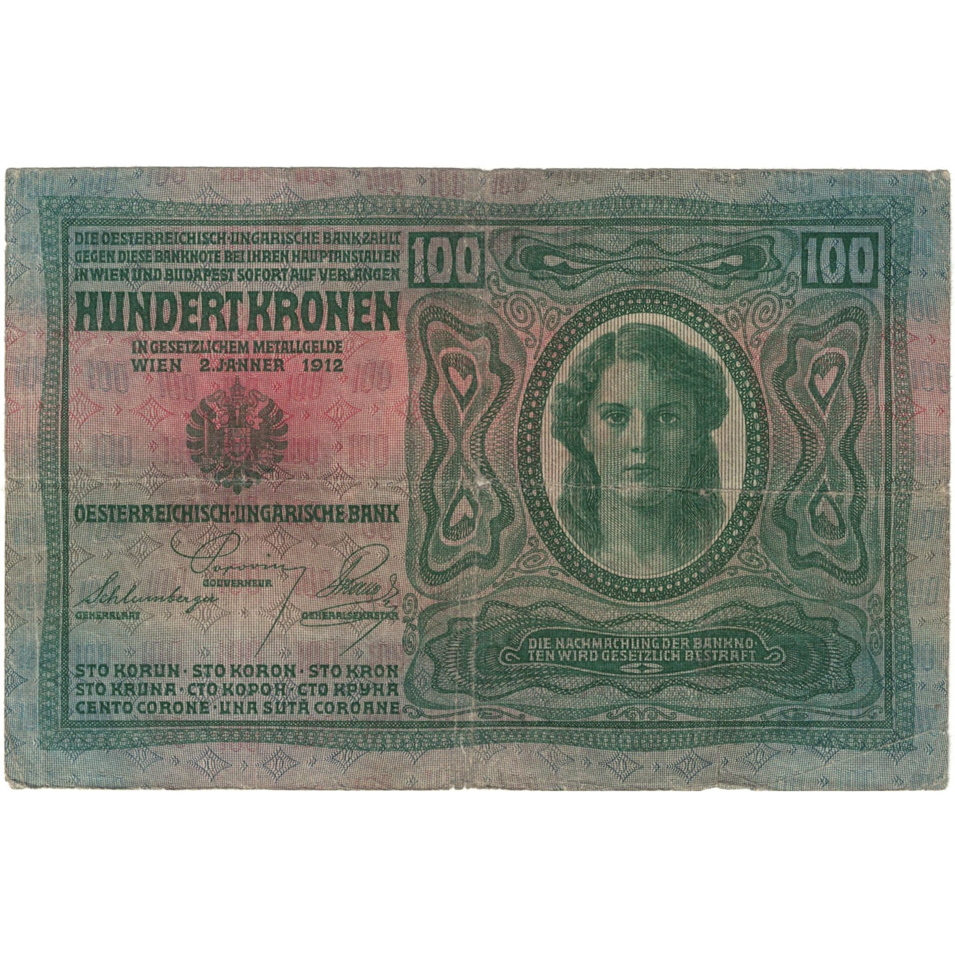 Banconote, Austria, 100 Kronen, 1912, KM:12, B