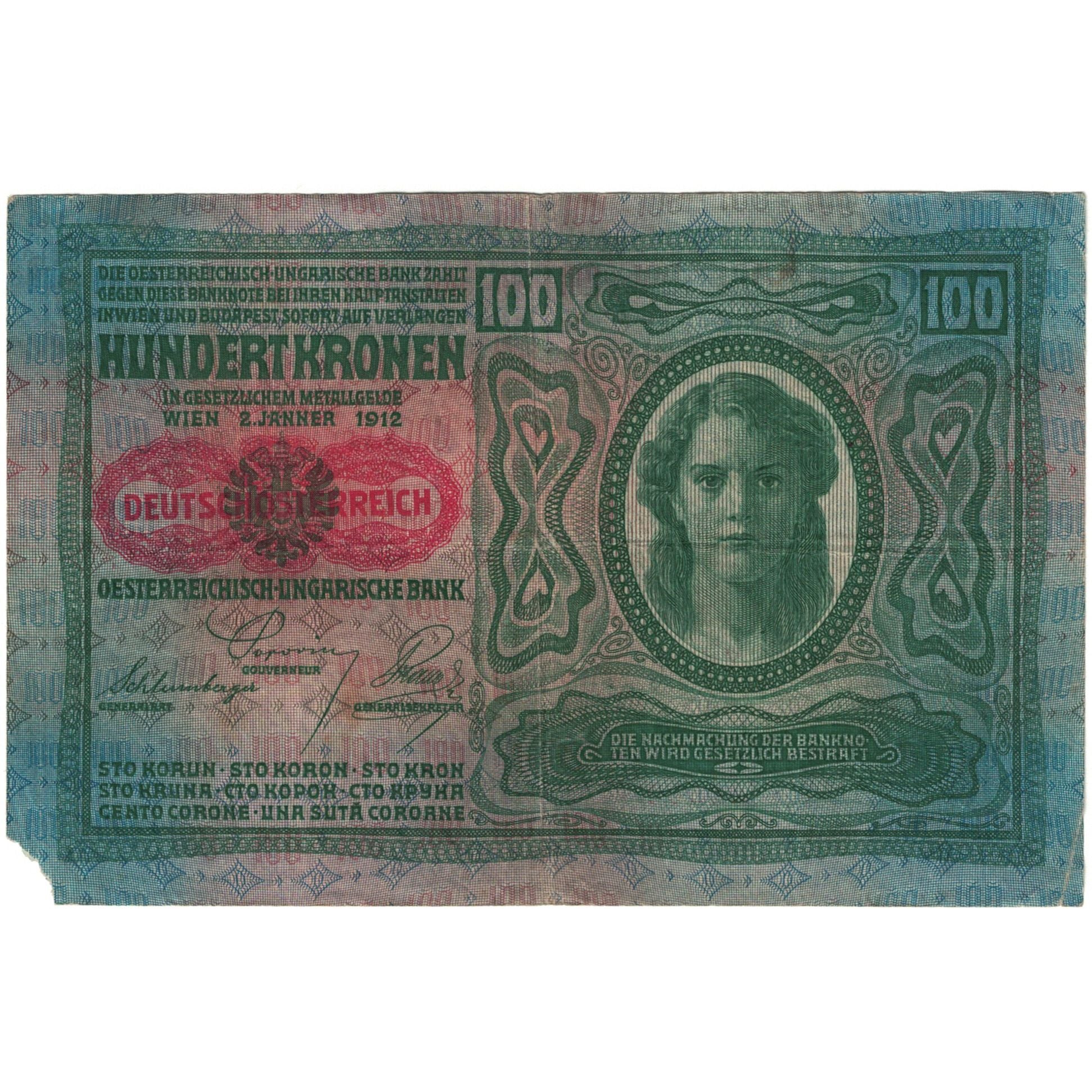 Geldschein, Österreich, 100 Kronen, 1912, KM:12, SGE