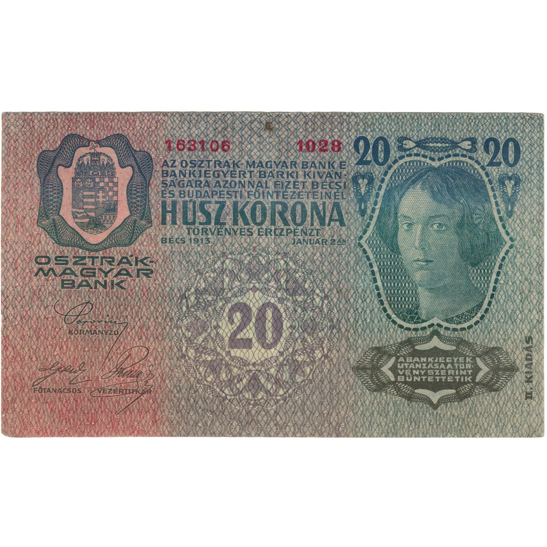 Banknote, Austria, 20 Kronen, 1913, 1913-01-02, KM:14, EF(40-45)