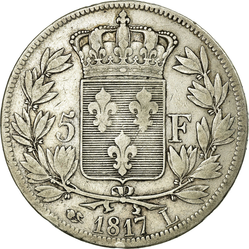 Coin, France, Louis XVIII, 5 Francs, 1817, Bayonne, VF(20-25), Silver, KM:711.8