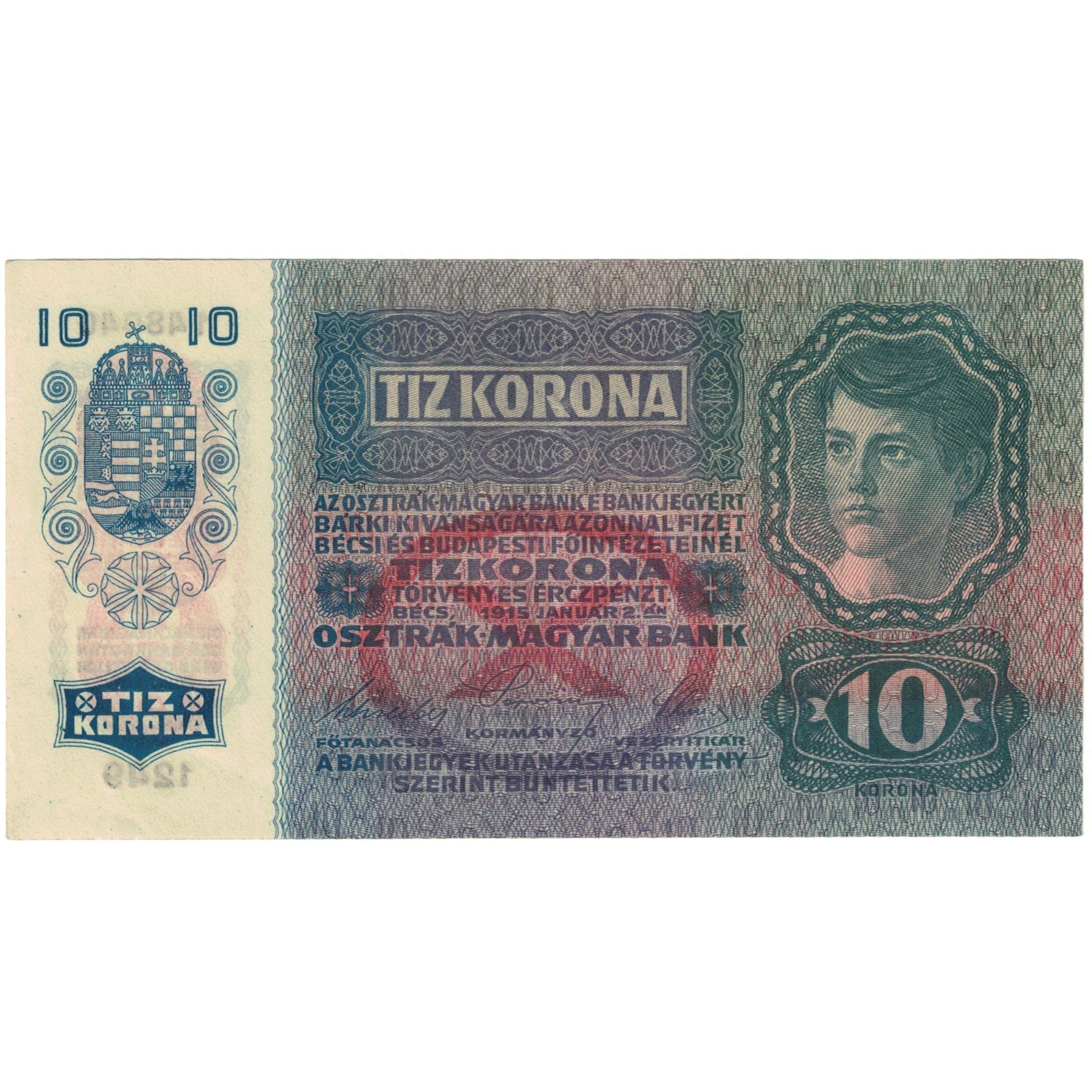 Banknot, Austria, 10 Kronen, 1915, 1915-01-02, KM:51a, AU(55-58)
