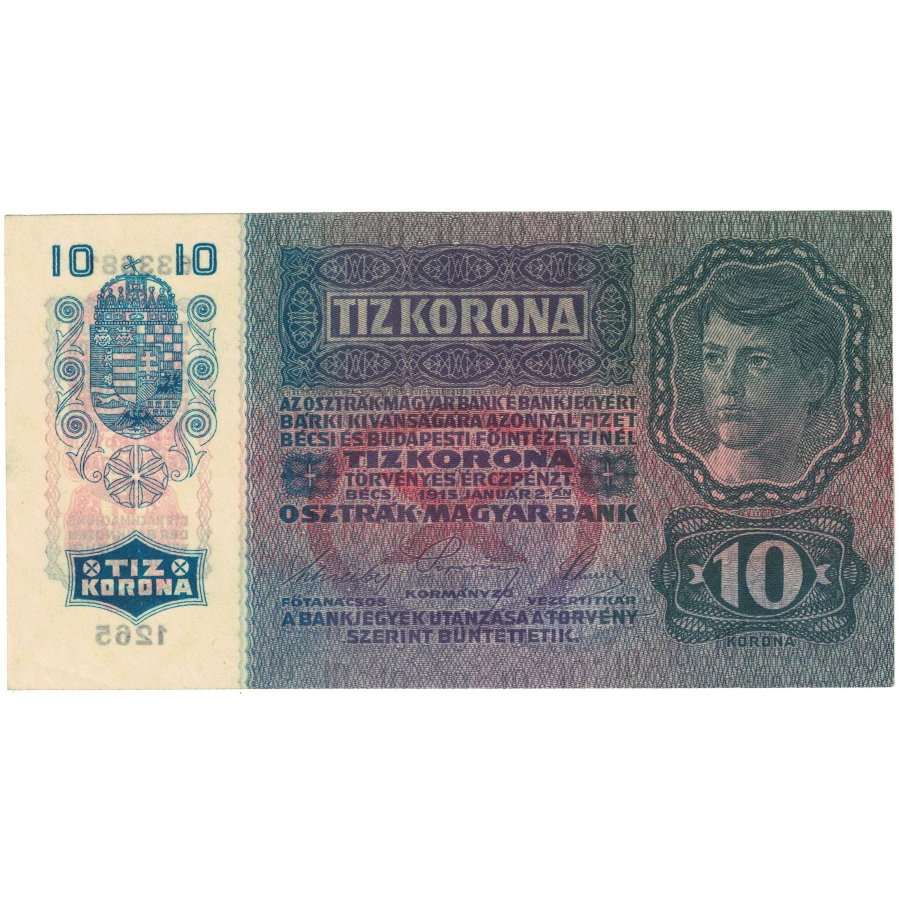 Billete, 10 Kronen, 1915, Austria, 1915-01-02, KM:51a, UNC
