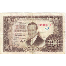 Banknote, Spain, 100 Pesetas, 1953-04-07, KM:145a, VG(8-10)