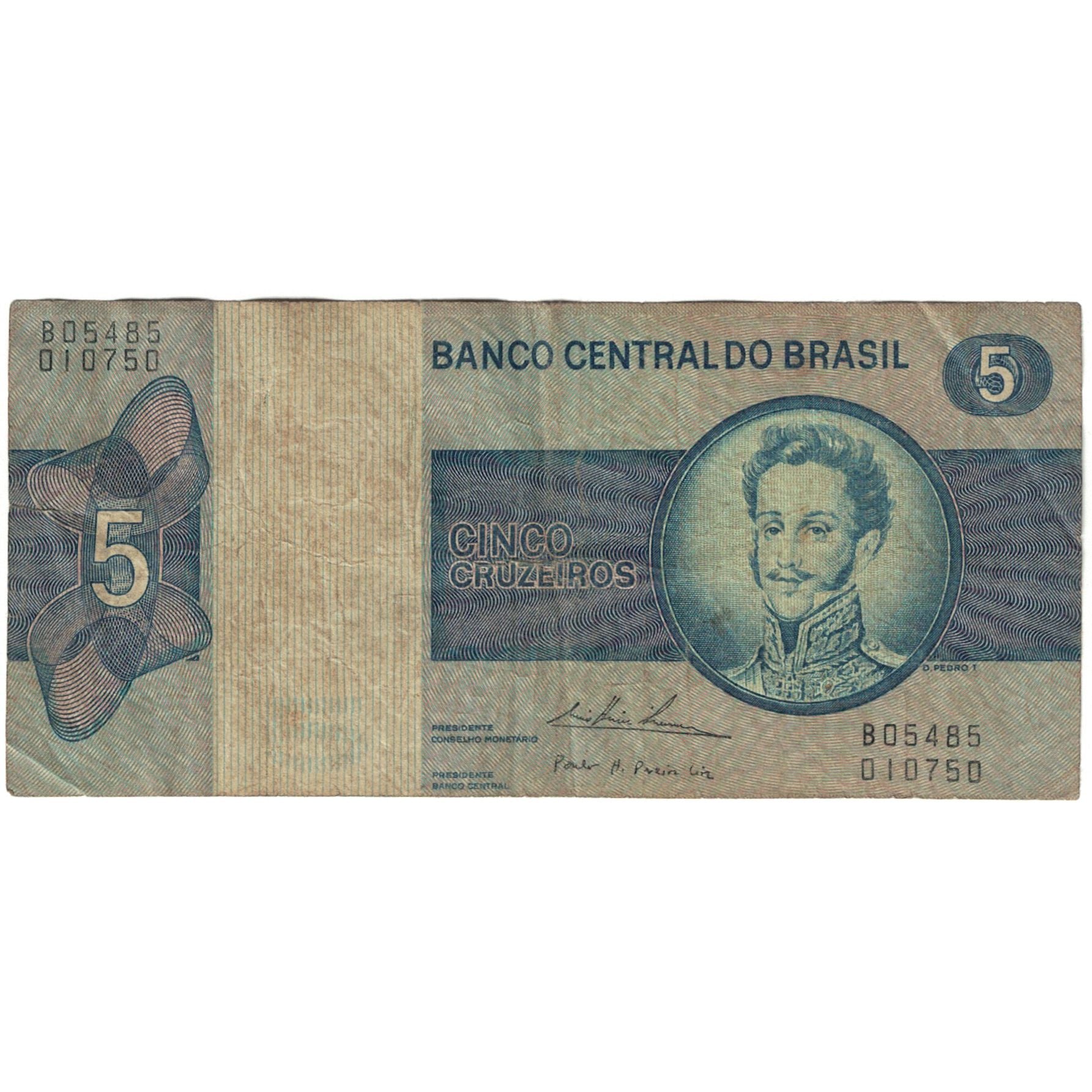 Nota, Brasil, 5 Cruzeiros, KM:192c, VF(20-25)