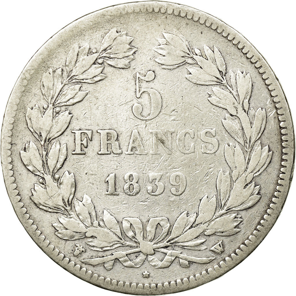 Coin, France, Louis-Philippe, 5 Francs, 1839, Lille, VF(30-35), Silver