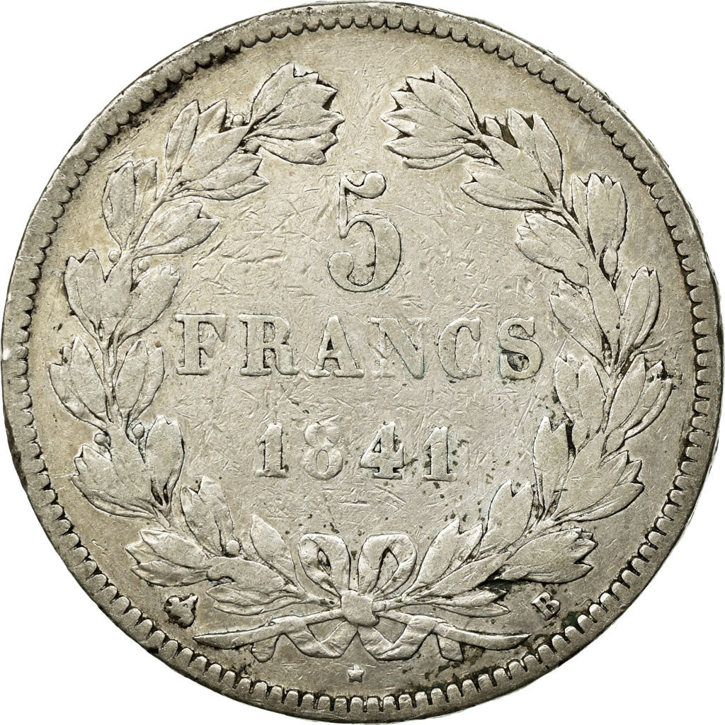 Coin, France, Louis-Philippe, 5 Francs, 1841, Rouen, VF(20-25), Silver