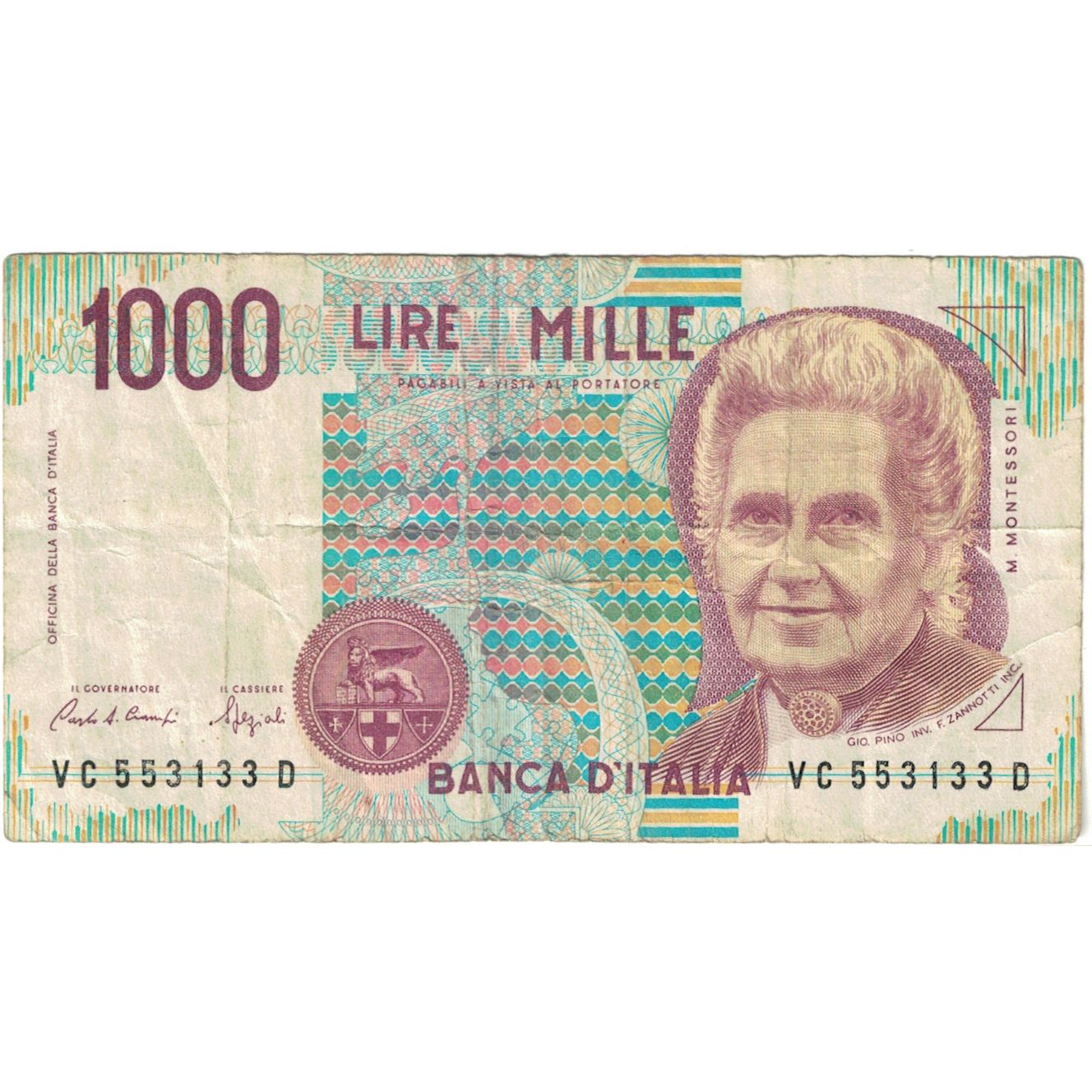 Biljet, Italië, 1000 Lire, KM:114c, TB