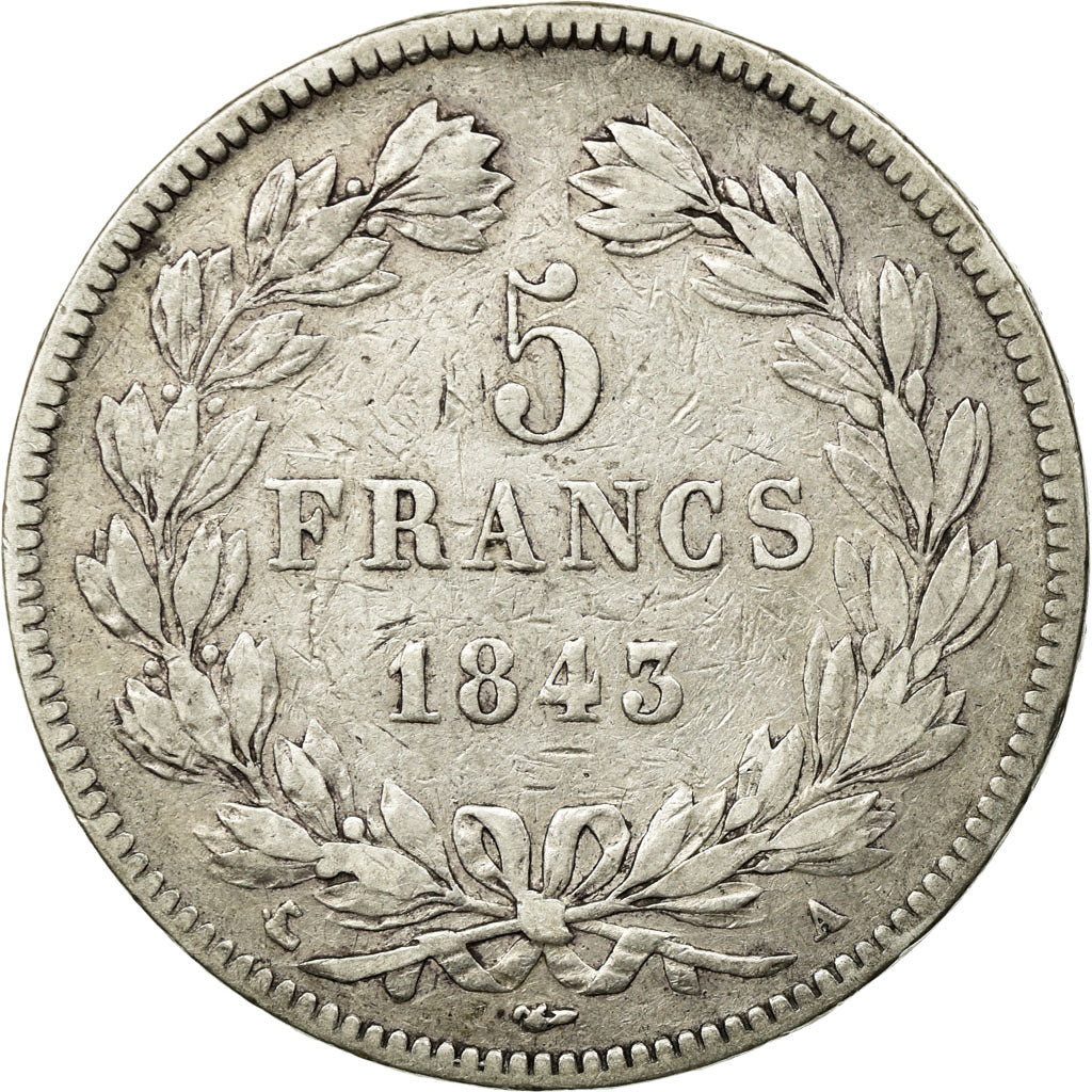 Coin, France, Louis-Philippe, 5 Francs, 1843, Paris, VF(30-35), Silver