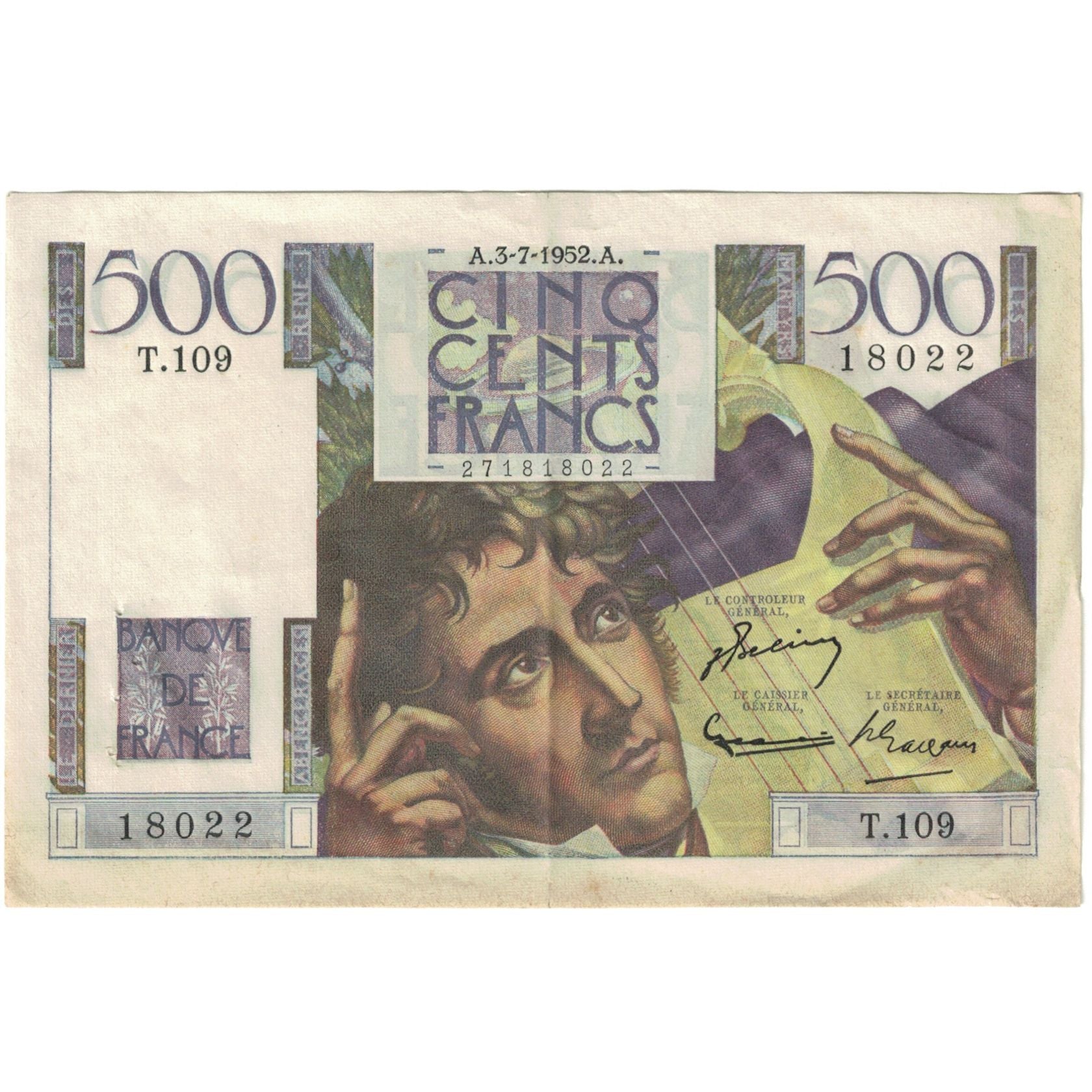 Francia, 500 Francs, Chateaubriand, 1945, 18022 T.109, SPL, Fayette:34.9