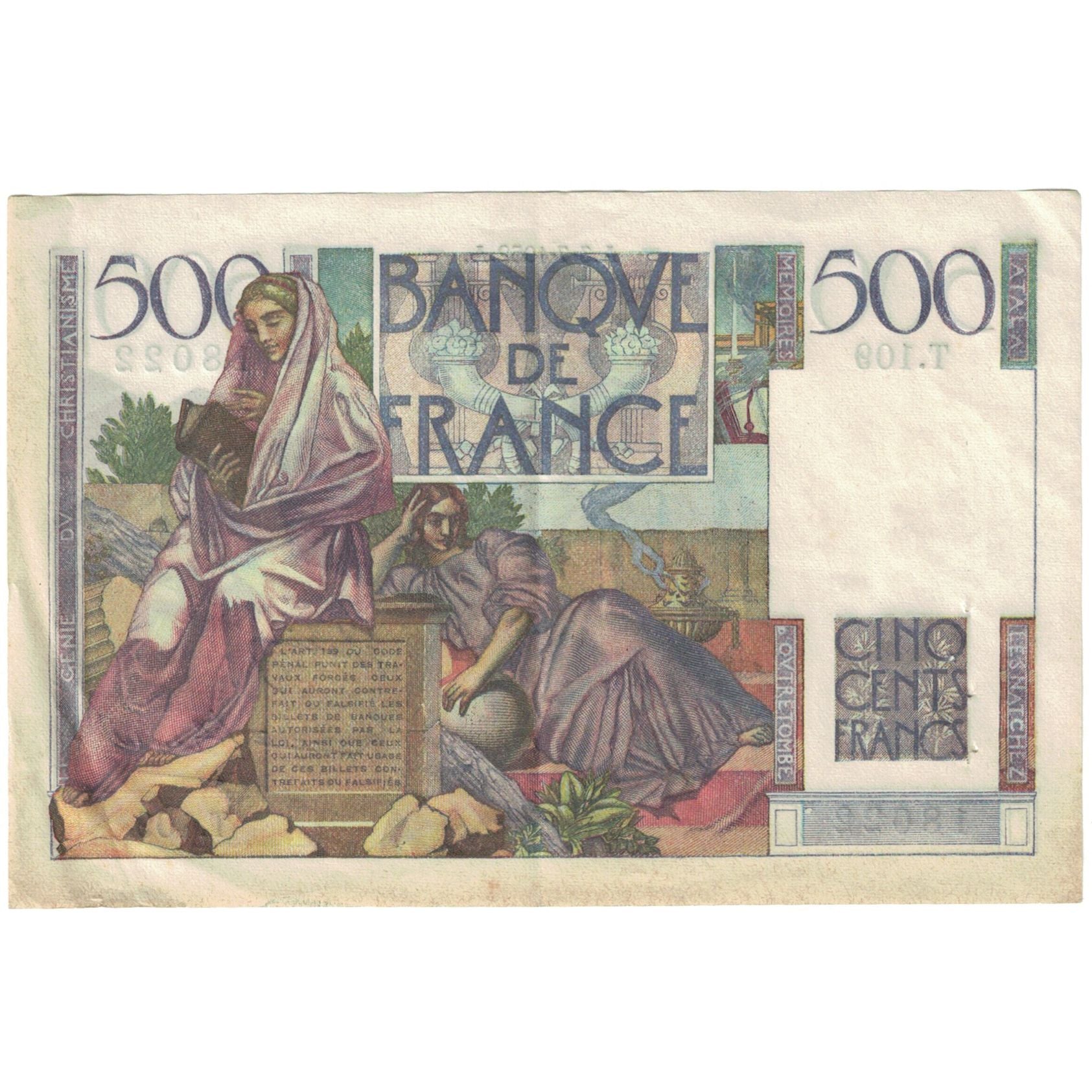 Francia, 500 Francs, Chateaubriand, 1945, 18022 T.109, SPL, Fayette:34.9