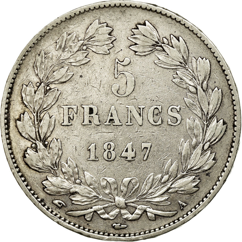 Moneta, Francia, Louis-Philippe, 5 Francs, 1847, Paris, BB, Argento, KM:749.1