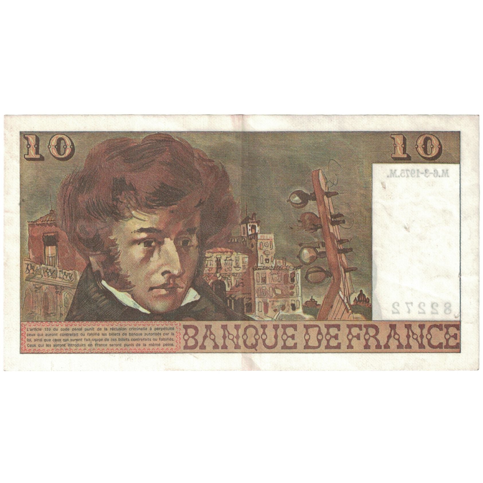 Francia, 10 Francs, Berlioz, 1975, 82272 Q.163, SC, Fayette:63.9, KM:150b