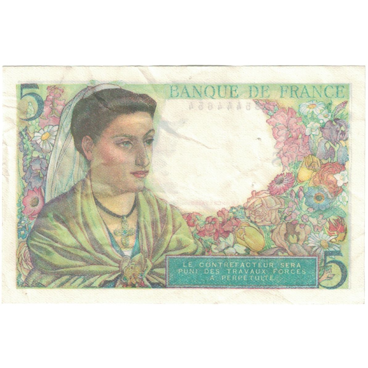 Francja, 5 Francs, Berger, 1947, E.155 44654, EF(40-45), Fayette:5.7, KM:98b