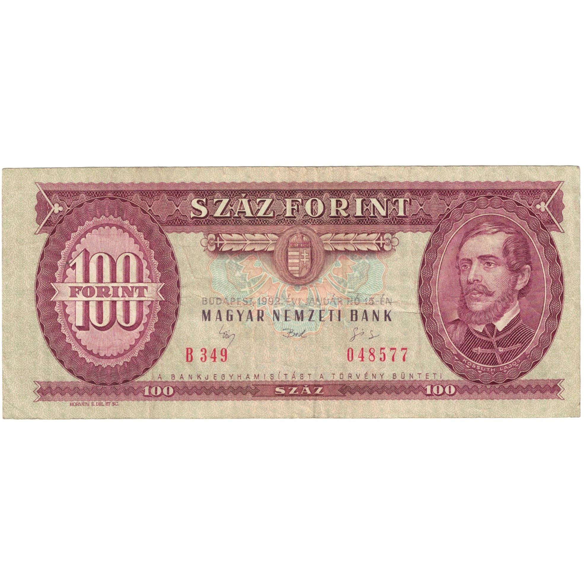 Nota, Hungria, 100 Forint, 1990, 1992-01-15, KM:174a, EF(40-45)