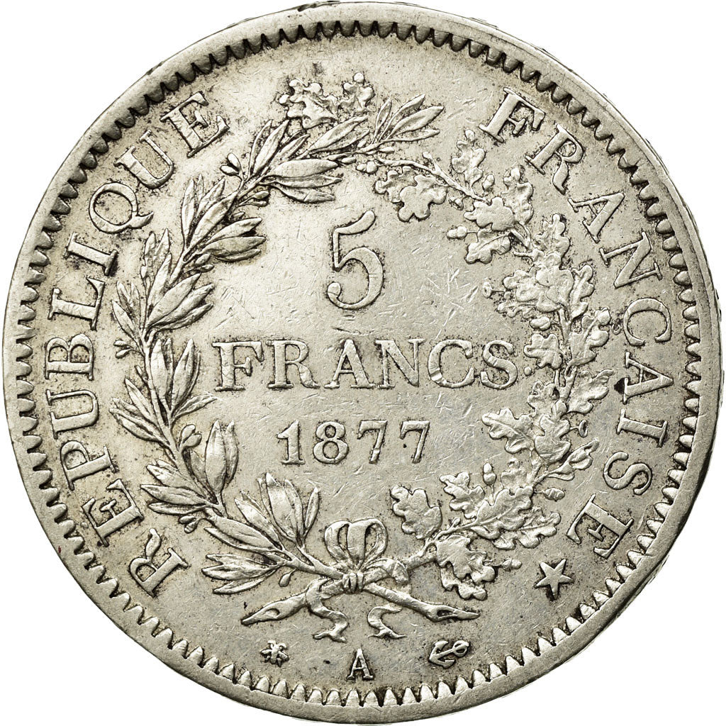 Coin, France, Hercule, 5 Francs, 1877, Paris, EF(40-45), Silver, KM:820.1
