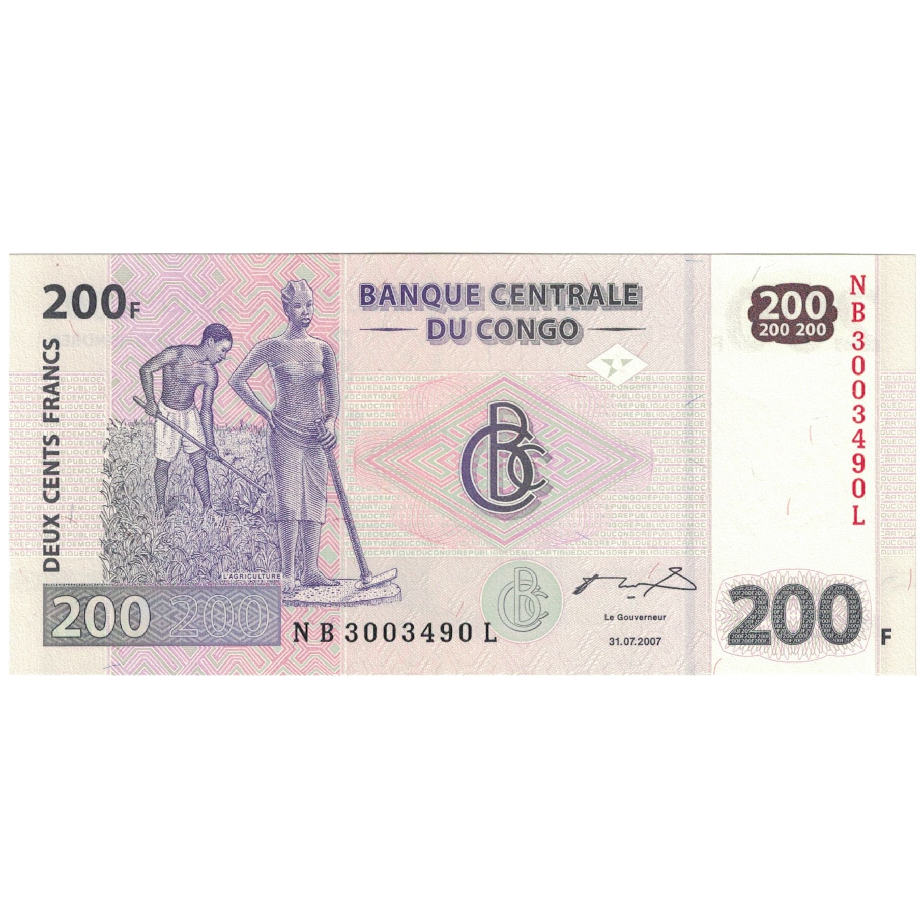 Banknot, Republika Demokratyczna Konga, 200 Francs, 2007-07-31, KM:99a