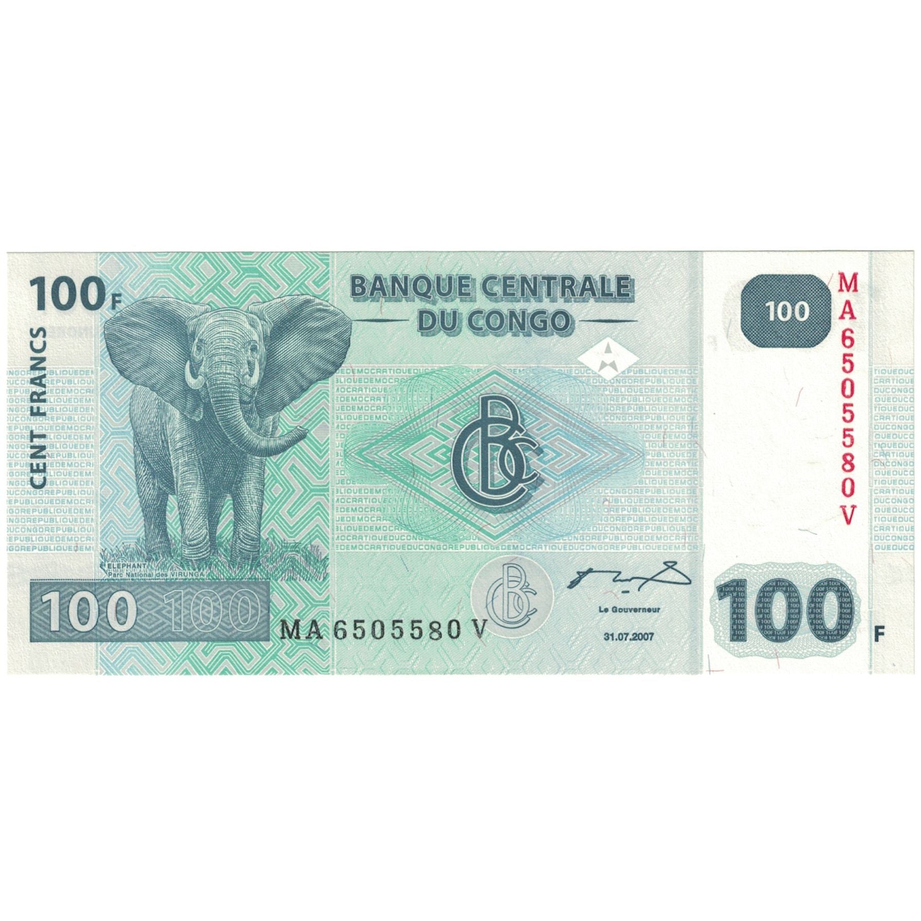 Banknot, Republika Demokratyczna Konga, 100 Francs, 2007, 2007-07-31, KM:98a