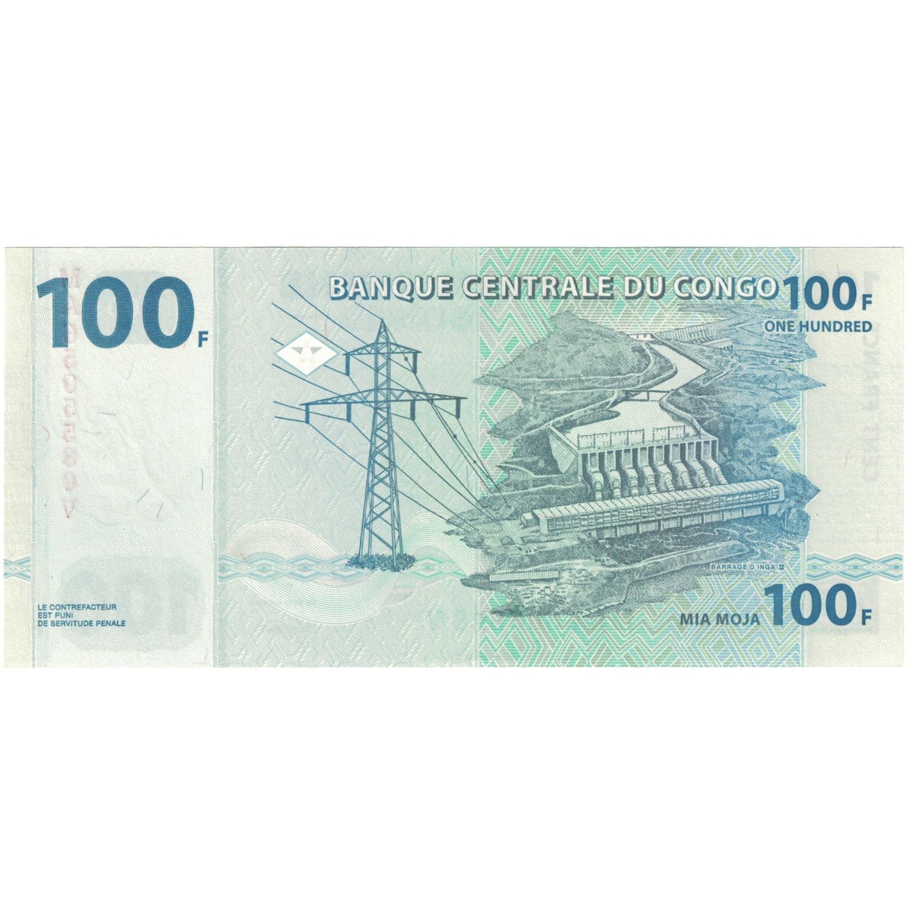Banknot, Republika Demokratyczna Konga, 100 Francs, 2007, 2007-07-31, KM:98a