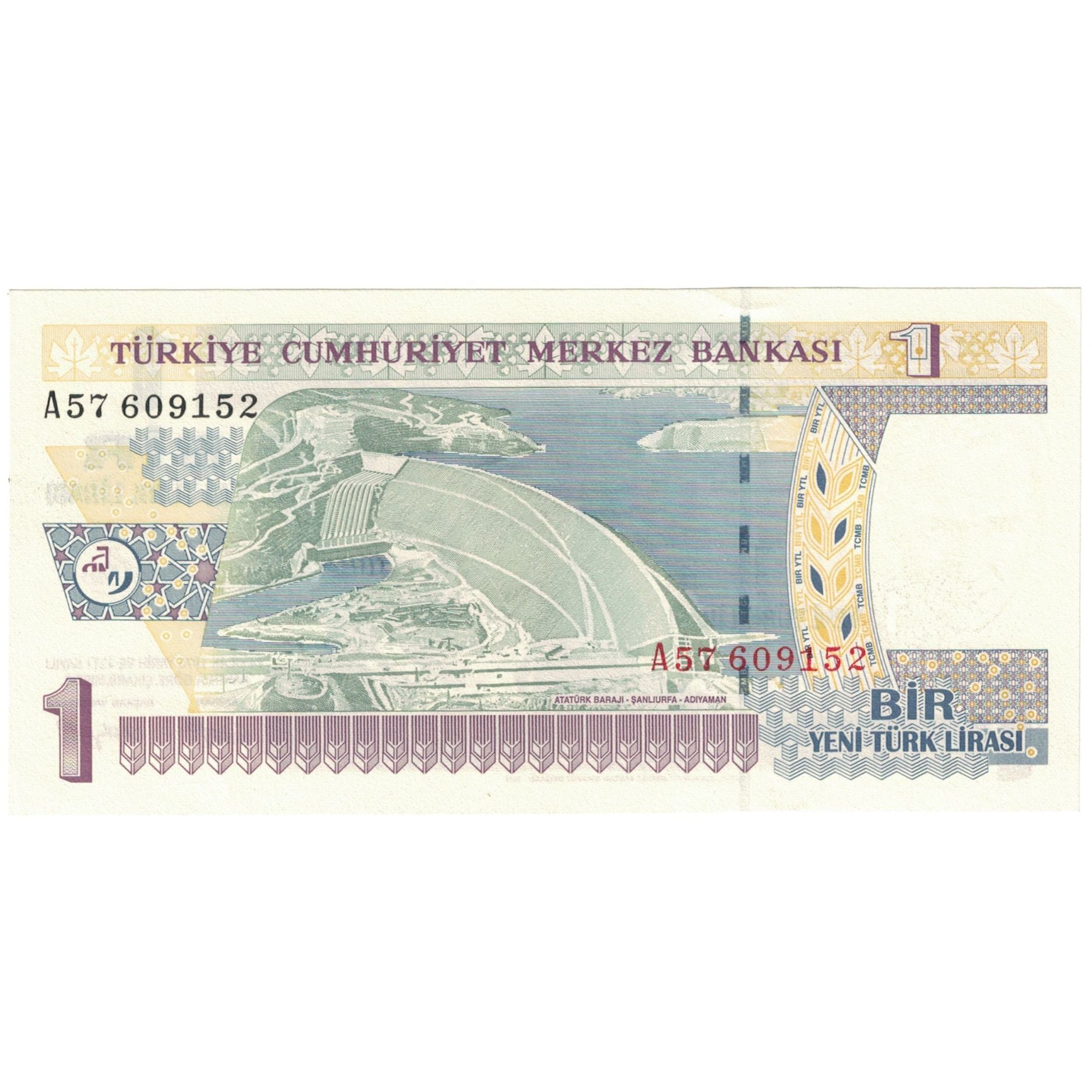 Biljet, Turkije, 1 New Lira, 2005, KM:216, NIEUW