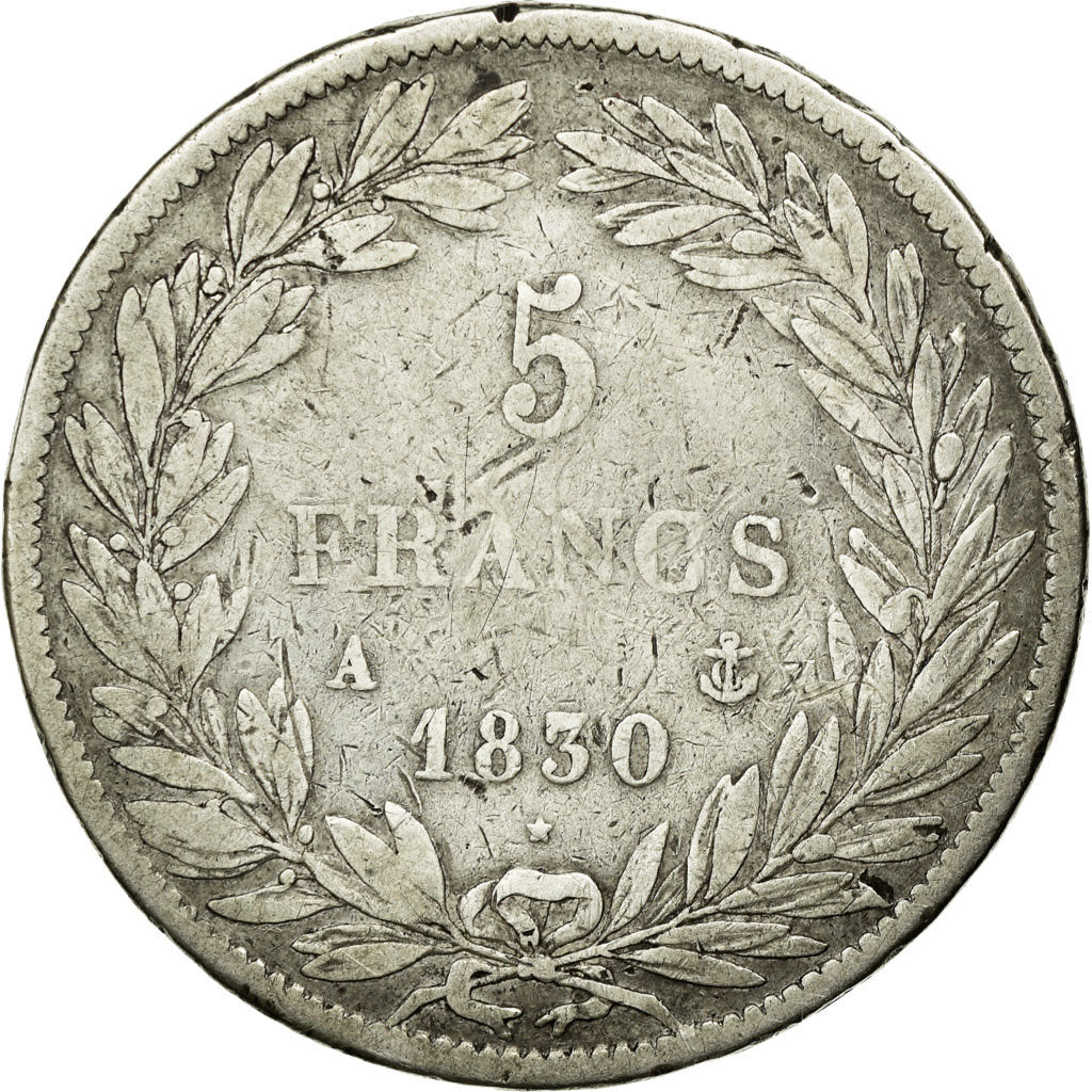 Coin, France, Louis-Philippe, 5 Francs, 1830, Paris, F(12-15), Silver, KM:736.1