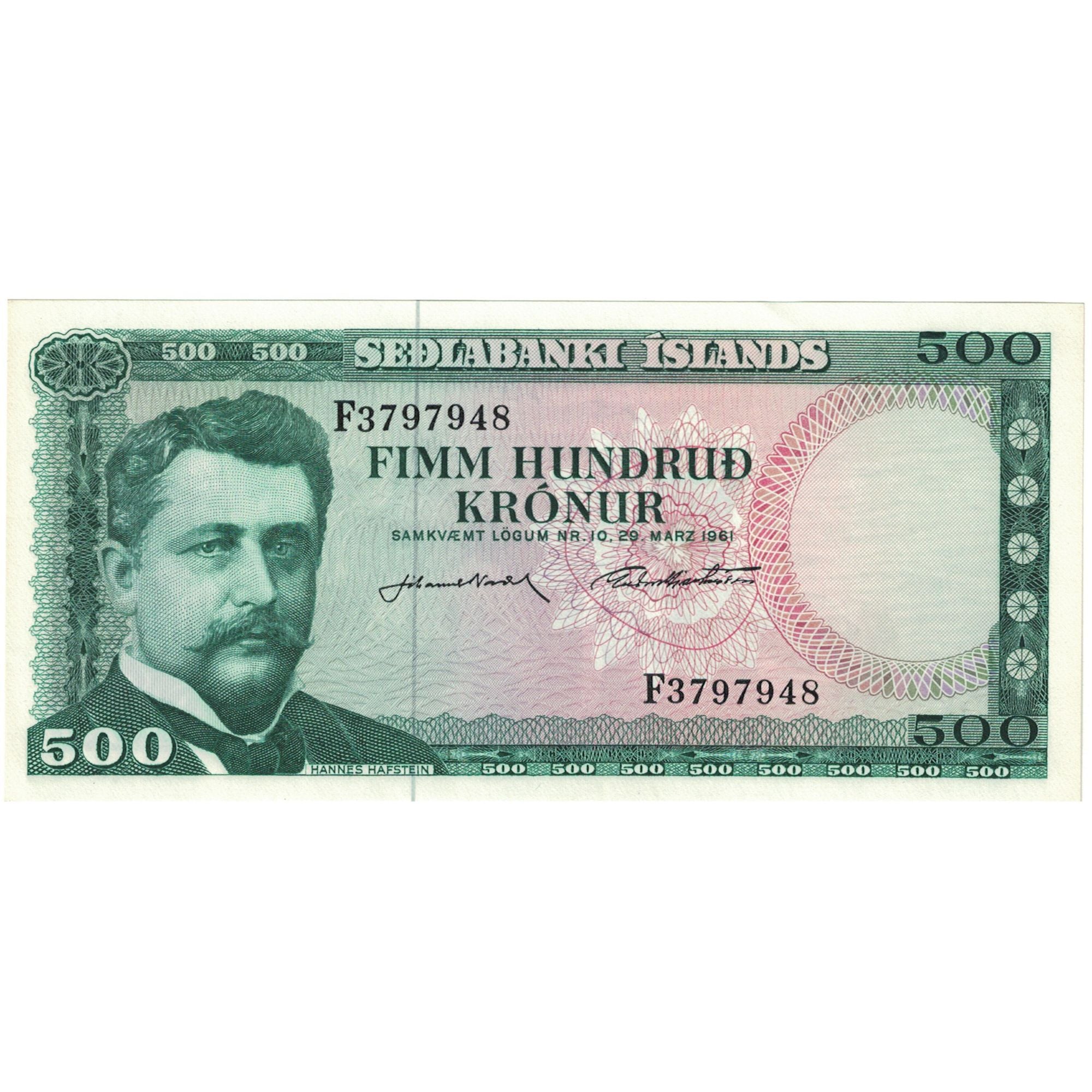 Banknote, Iceland, 500 Kronur, 1961, 1961-03-29, KM:45a, UNC(65-70)