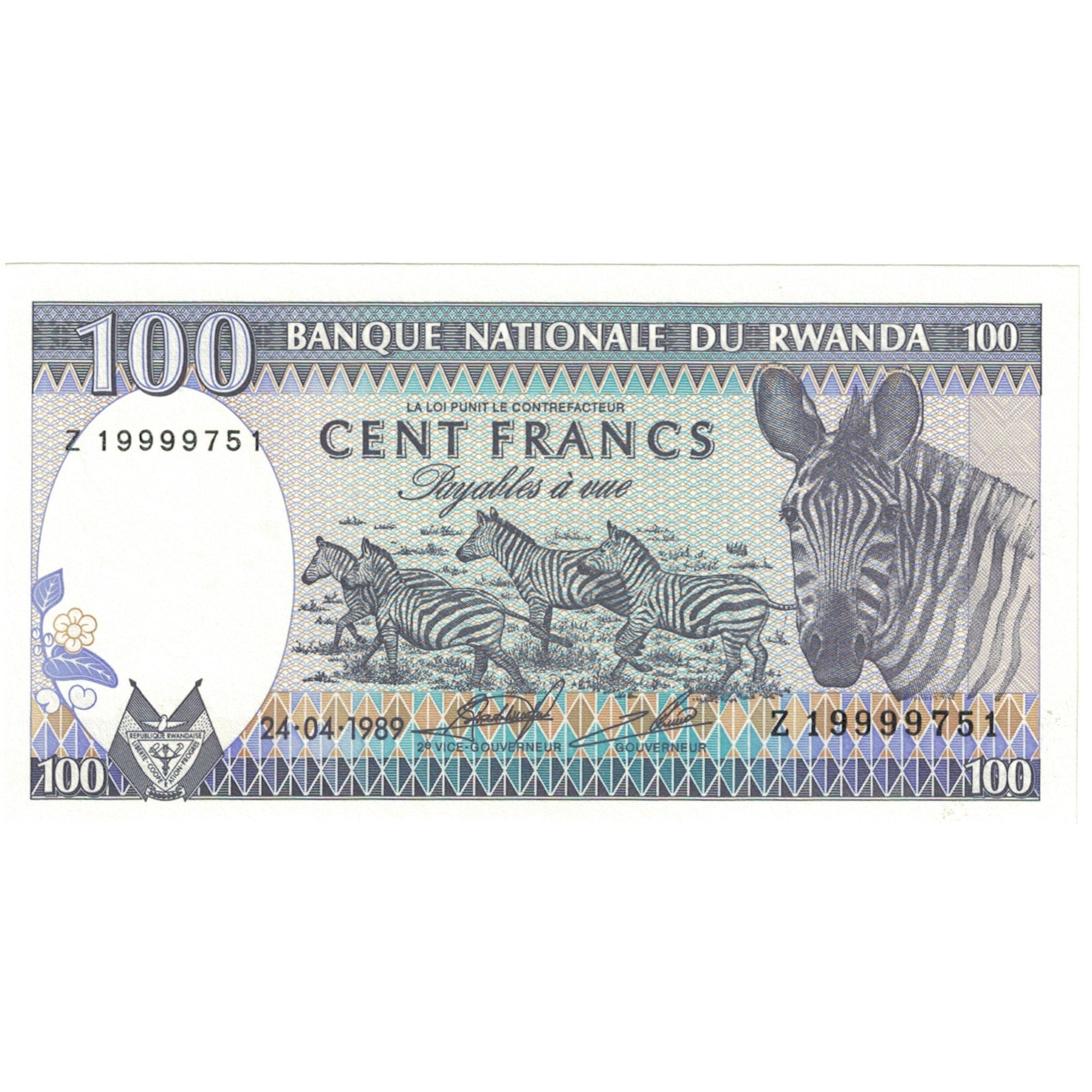 Banknote, Rwanda, 100 Francs, 1982, 1982-08-01, KM:18, UNC(65-70)