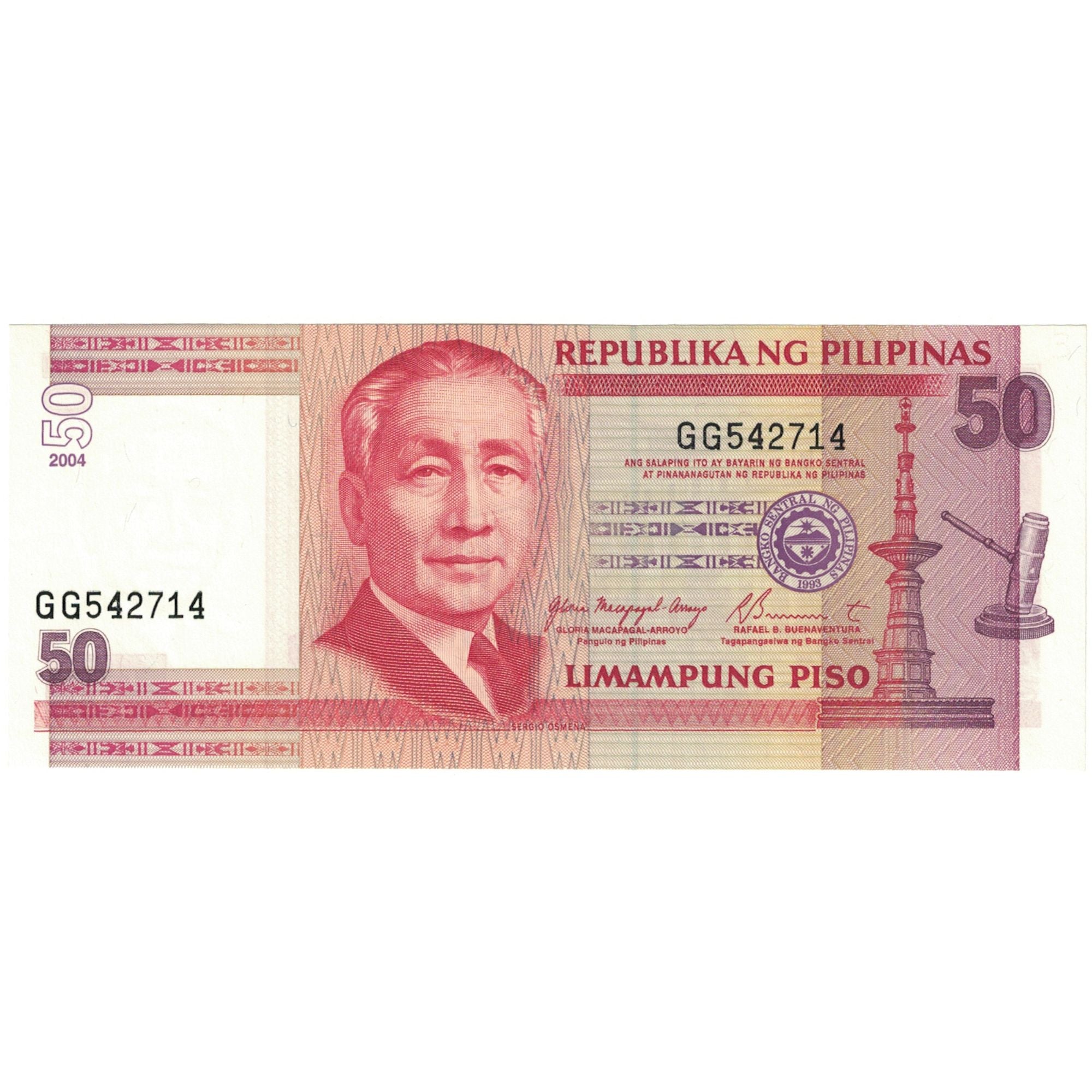 Banconote, Filippine, 50 Piso, 2004, KM:193b, FDS