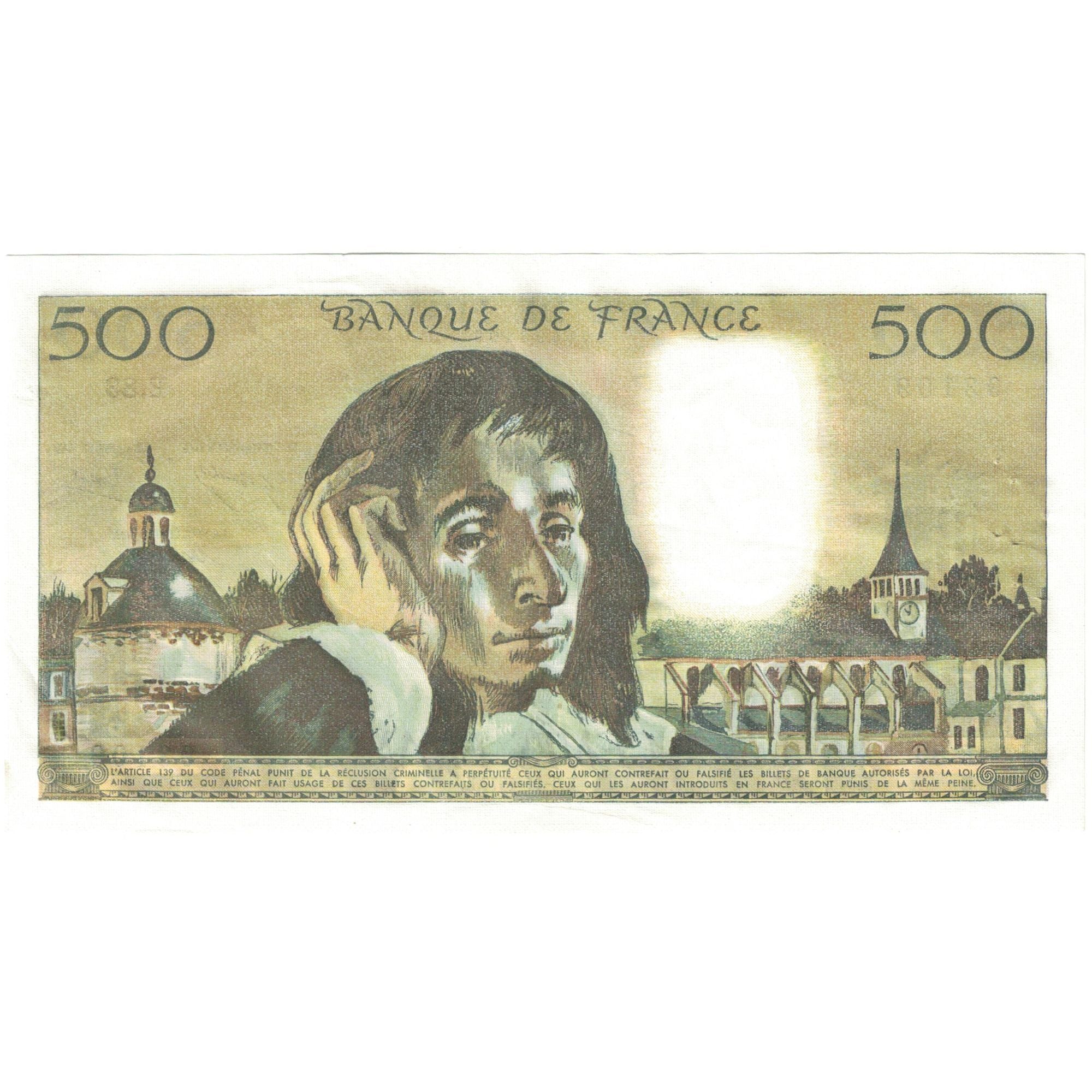 France, 500 Francs, Pascal, 1977, E.83 93109, UNC(63), Fayette:71.17, KM:156d