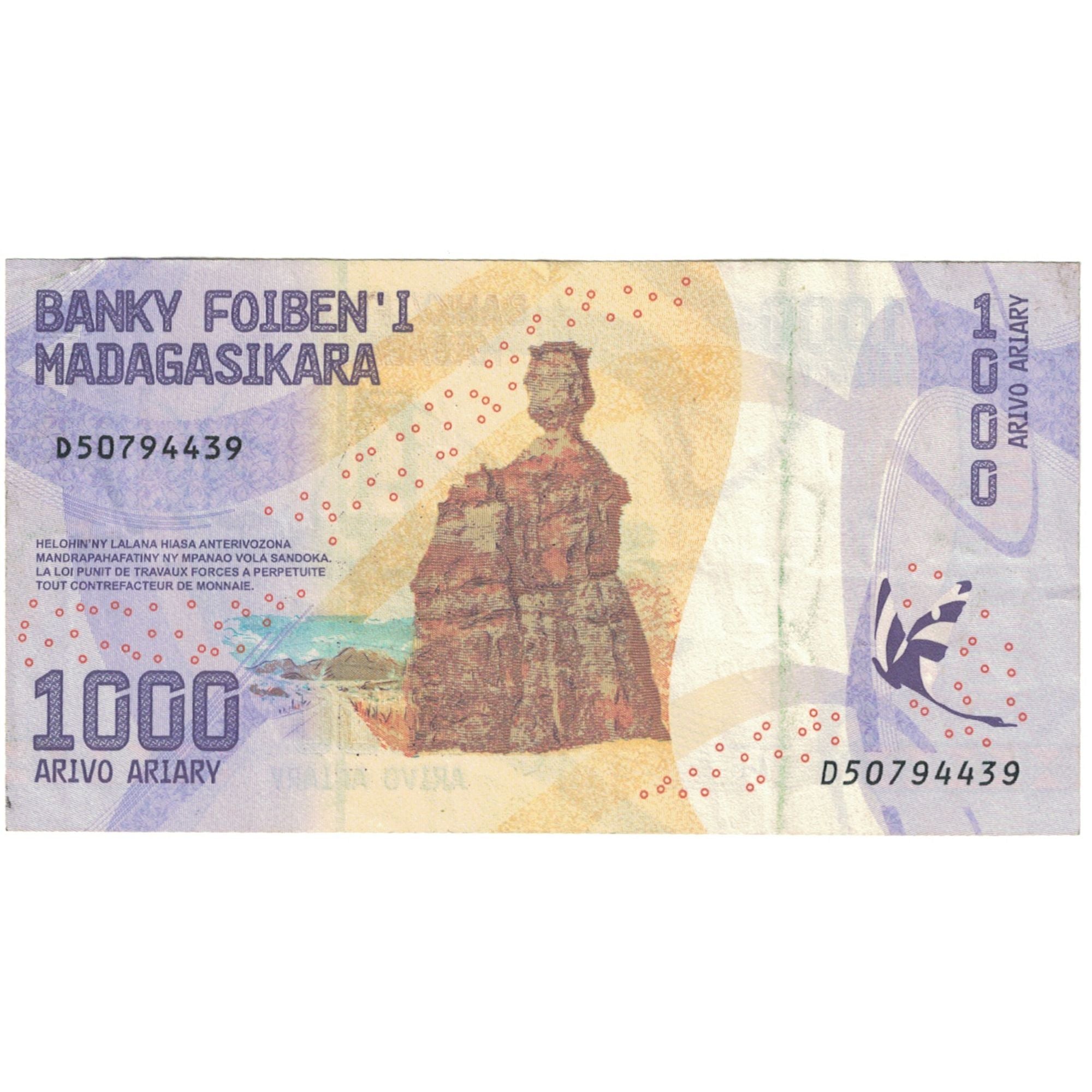 Banknote, Madagascar, 1000 Ariary, VF(30-35)