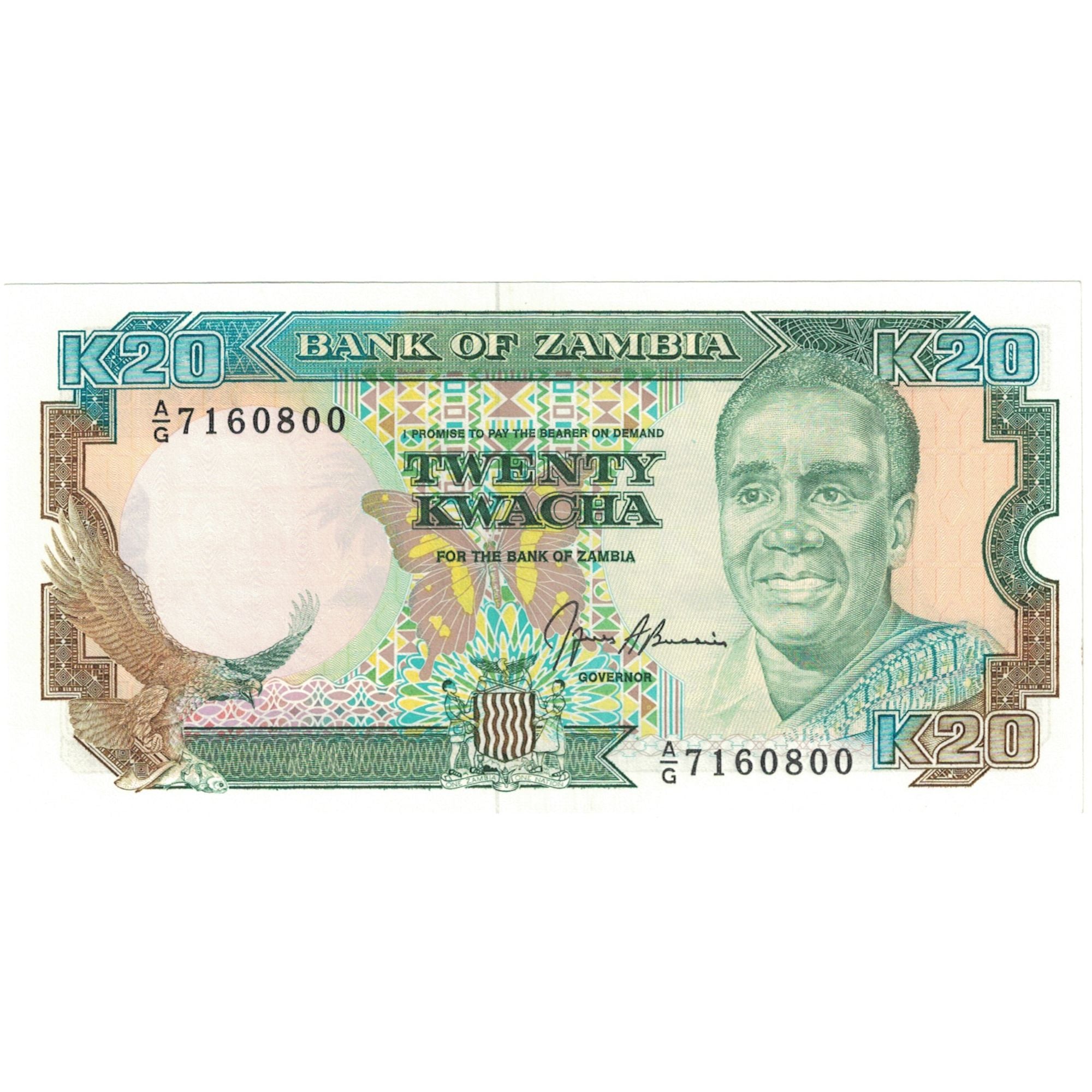 Billet, Zambie, 20 Kwacha, Undated (1989-91), KM:32b, NEUF