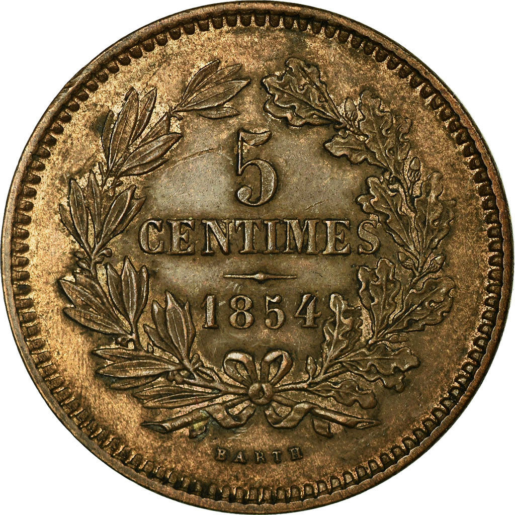 Coin, Luxembourg, William III, 5 Centimes, 1854, Utrecht, MS(60-62), Bronze