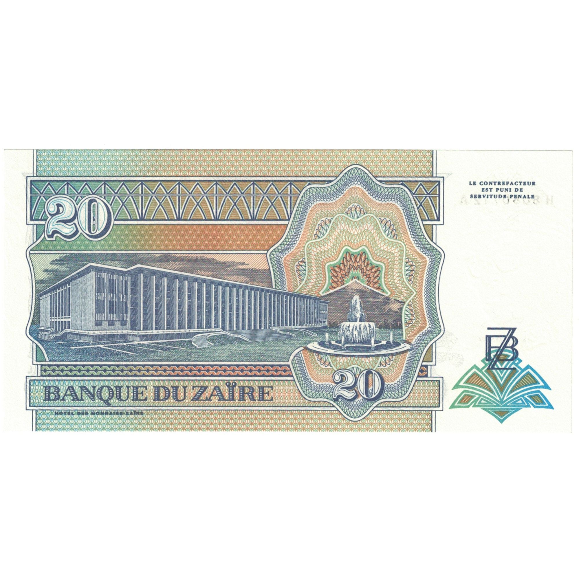 Banknote, Zaire, 20 Nouveaux Zaïres, 1993, 1993-06-24, KM:56, UNC(65-70)