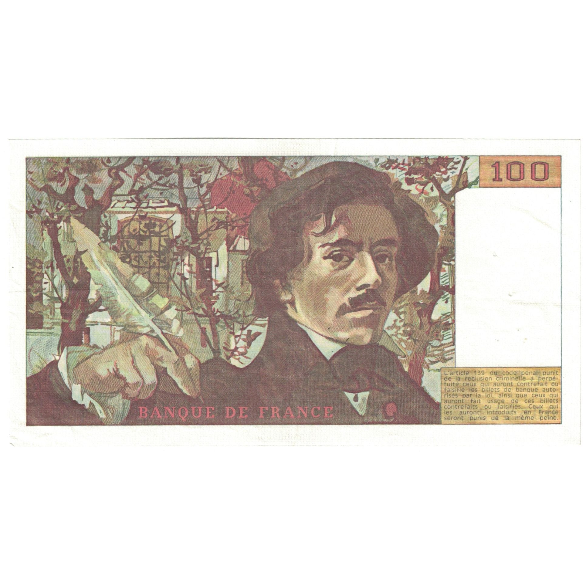 France, 100 Francs, Delacroix, 1980, 006213 T.35, UNC(63), Fayette:69.4b