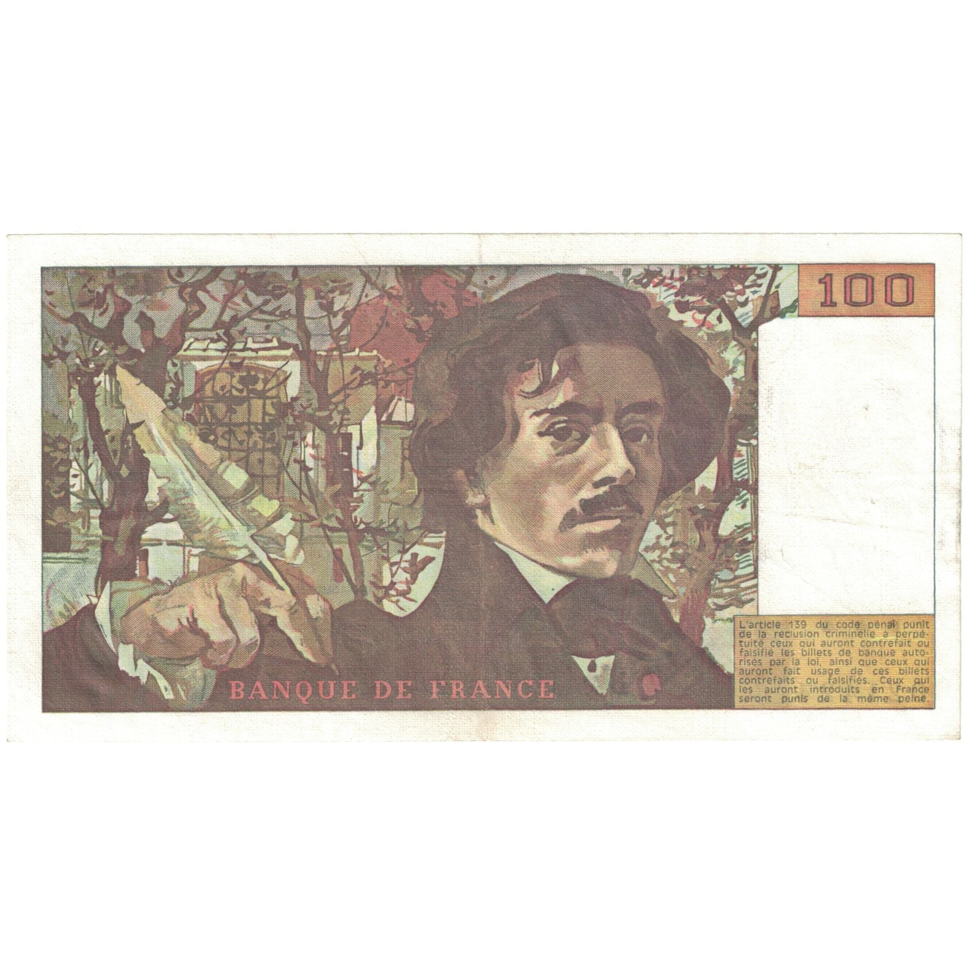 France, 100 Francs, Delacroix, 1979, 021424 B.19, AU(55-58), Fayette:69.3