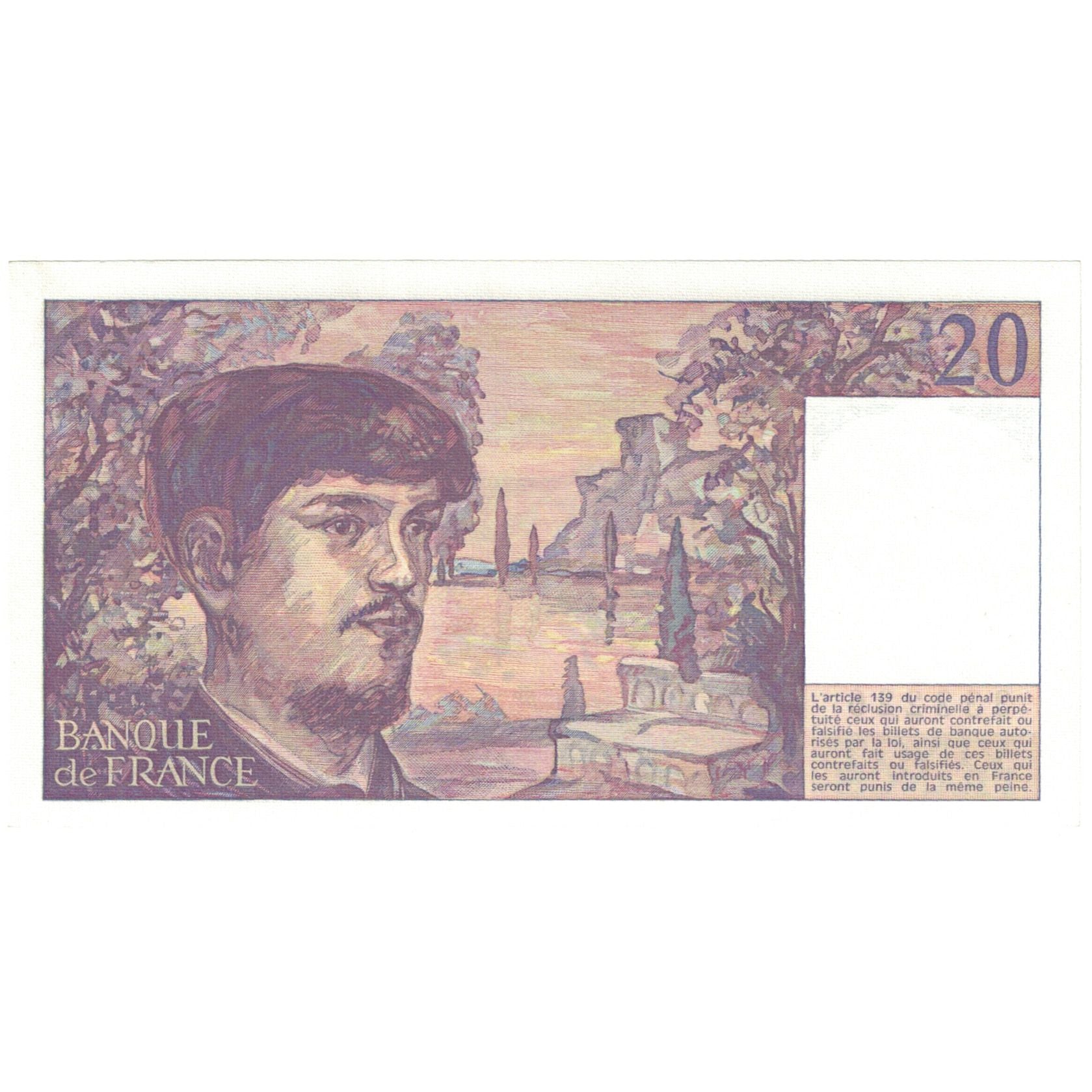 Francia, 20 Francs, Debussy, 1980, 333226 S.003, FDS, Fayette:66.1, KM:151a