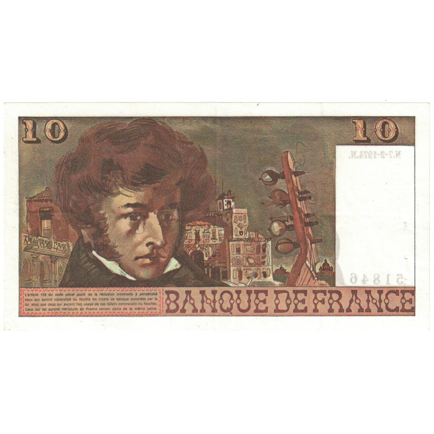 Geldschein, Frankreich, 10 Francs, 1974, 1974-02-07, UNZ-, Fayette:63.3, KM:150a