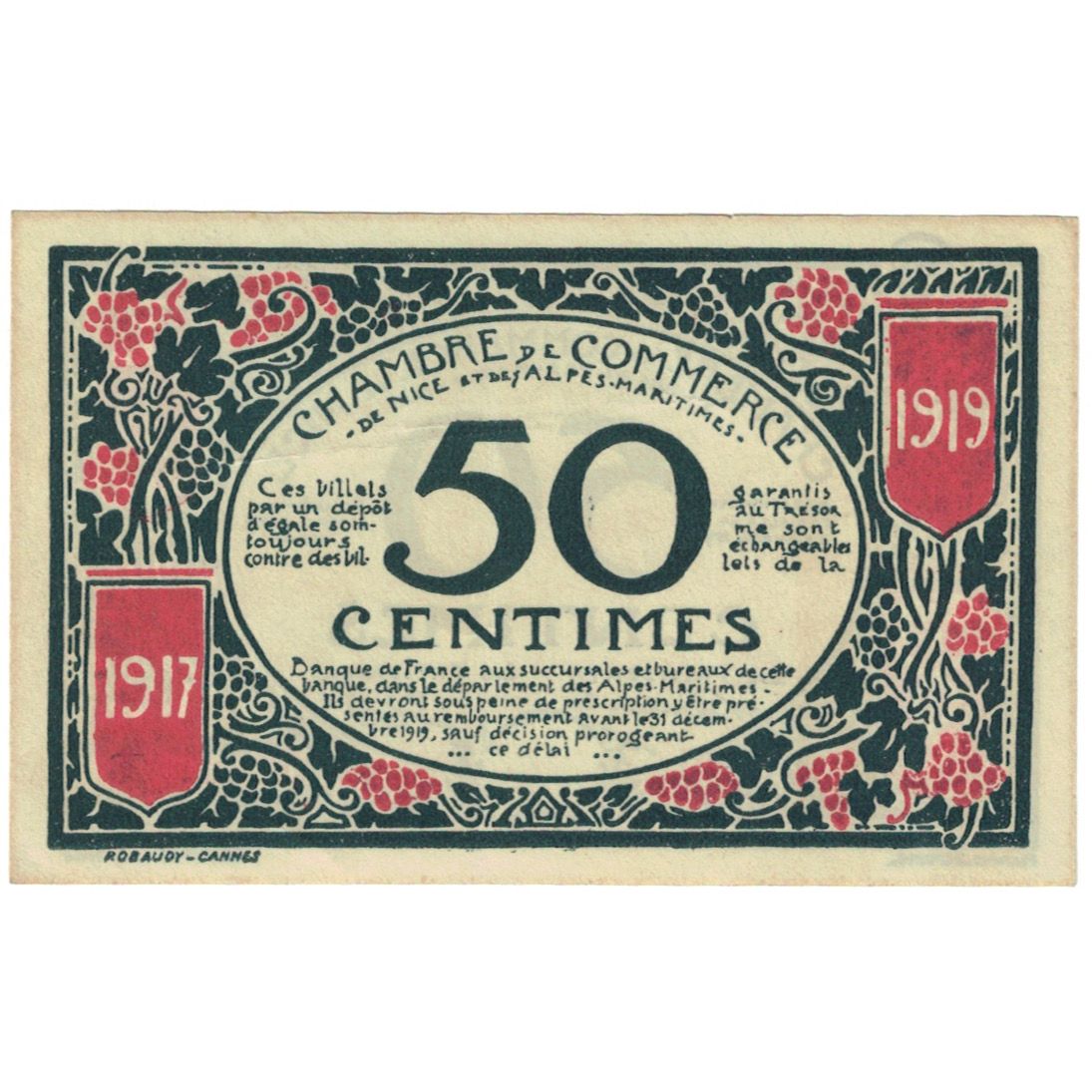 Frankrijk, Nice, 50 Centimes, 1918, SUP, Pirot:91-4