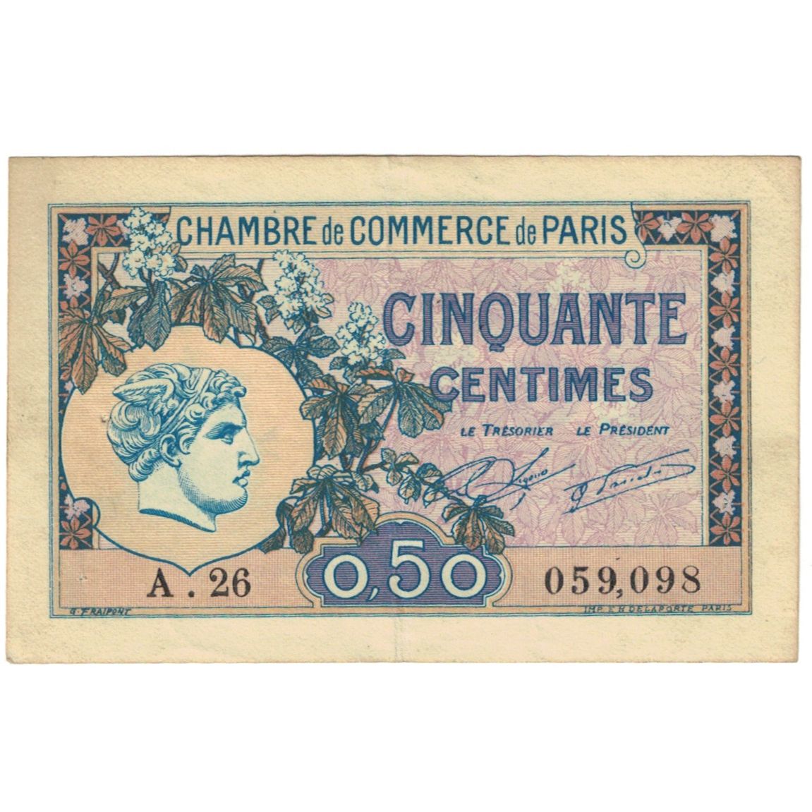 France, Paris, 50 Centimes, 1920, EF(40-45), Pirot:97-31