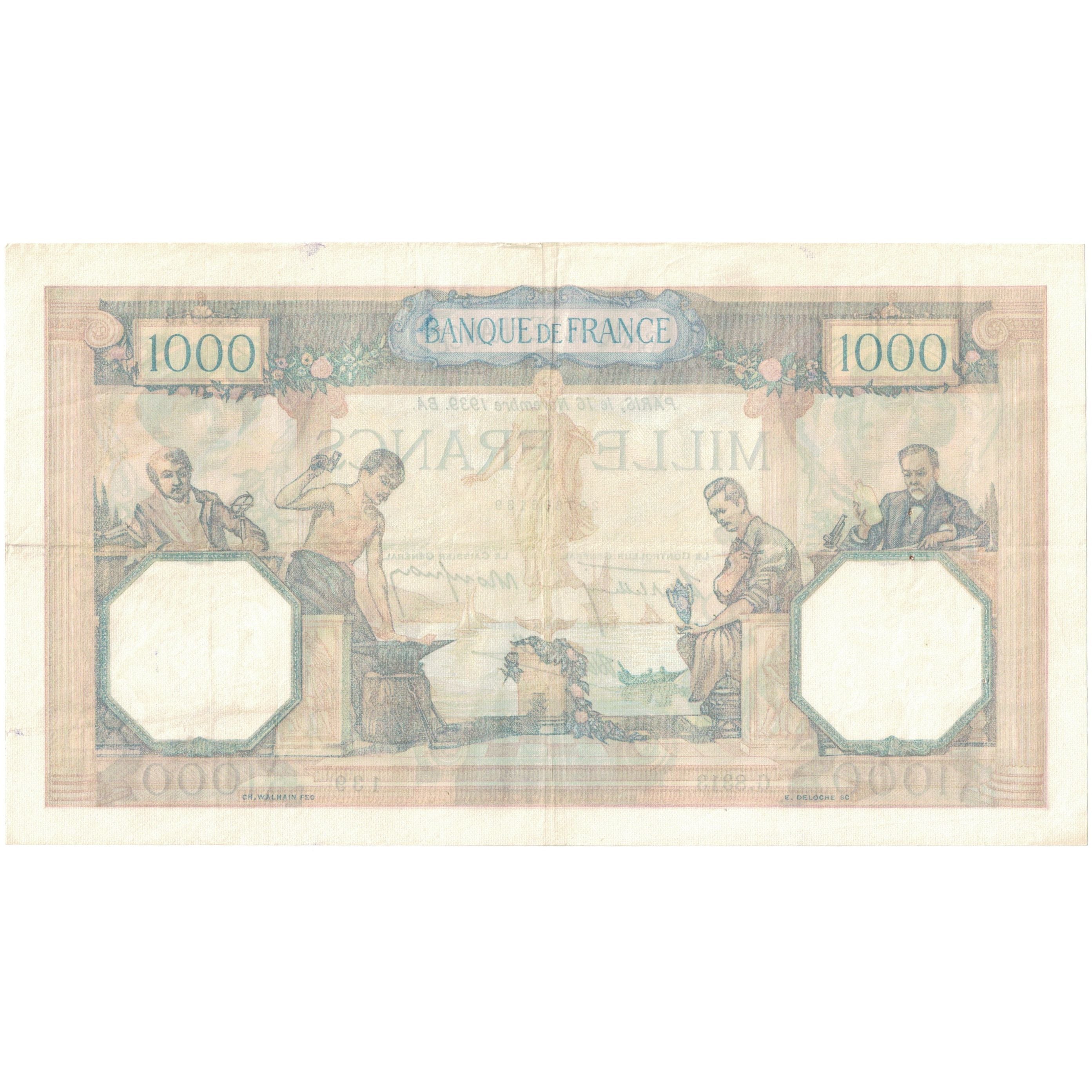 France, 1000 Francs, 1939, G.8313 139, TTB, Fayette:38.39, KM:90c