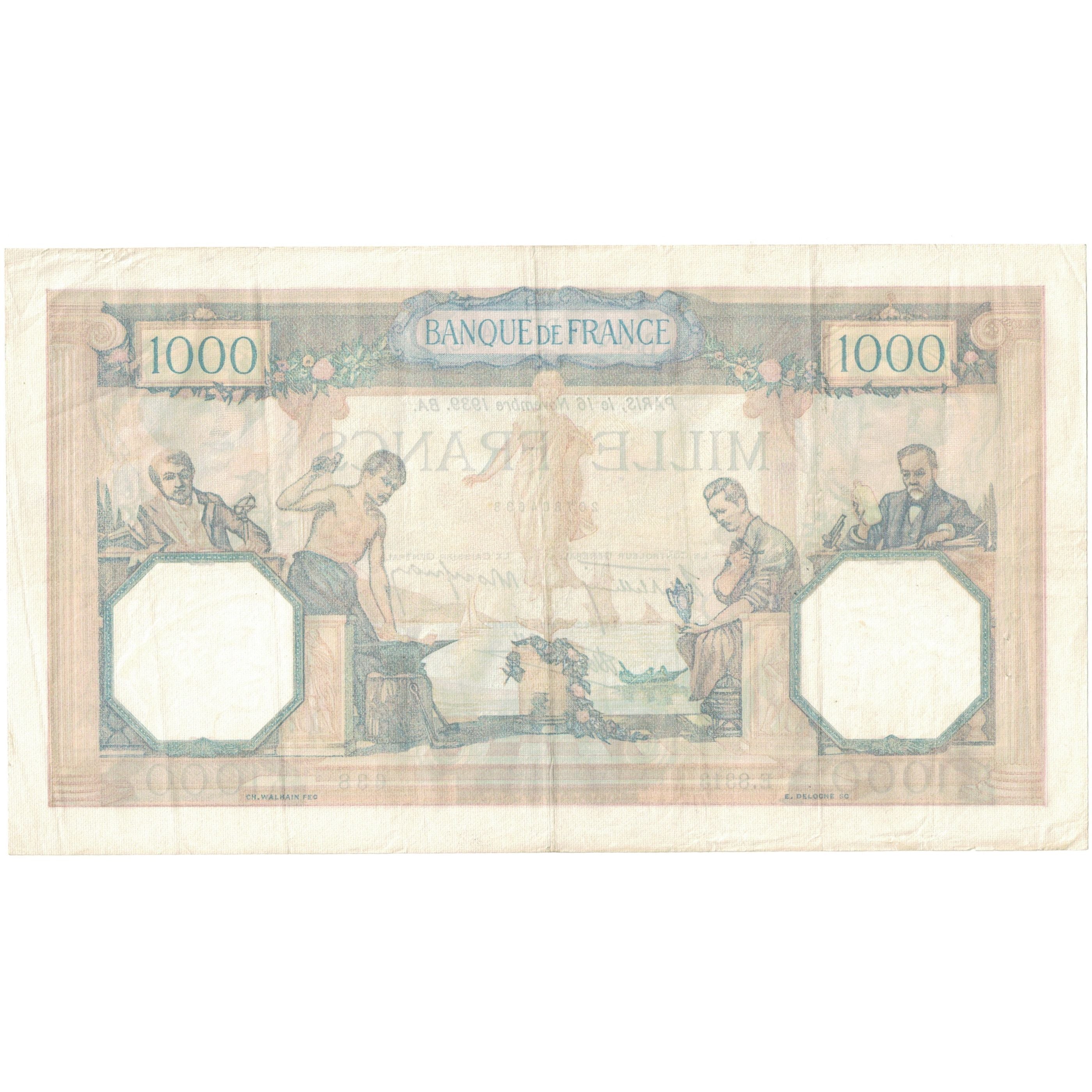Francia, 1000 Francs, 1939, E.8313 638, MBC, Fayette:38.39, KM:90c
