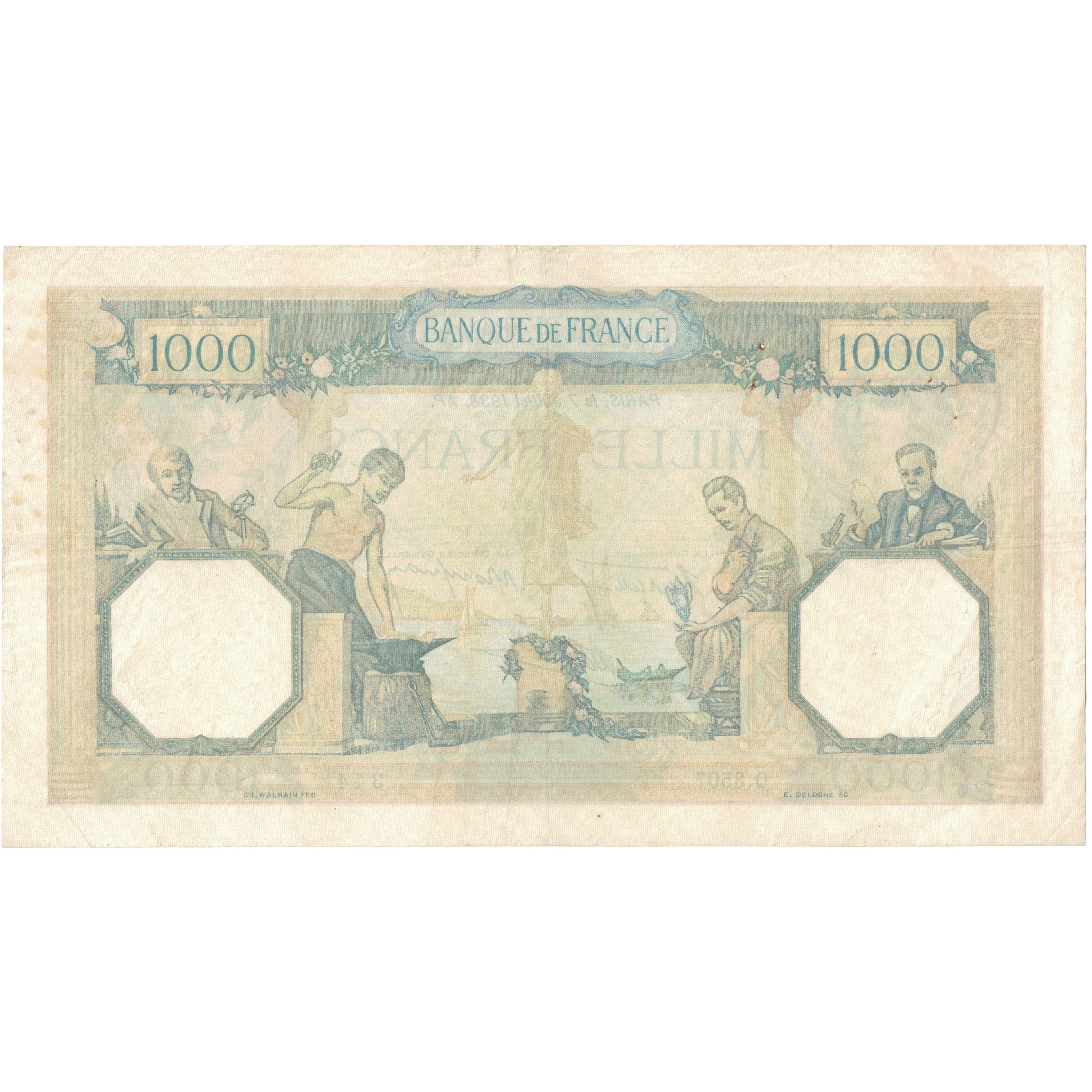 Frankreich, 1000 Francs, 1938, Q.3507 344, SS, Fayette:38.22, KM:90c
